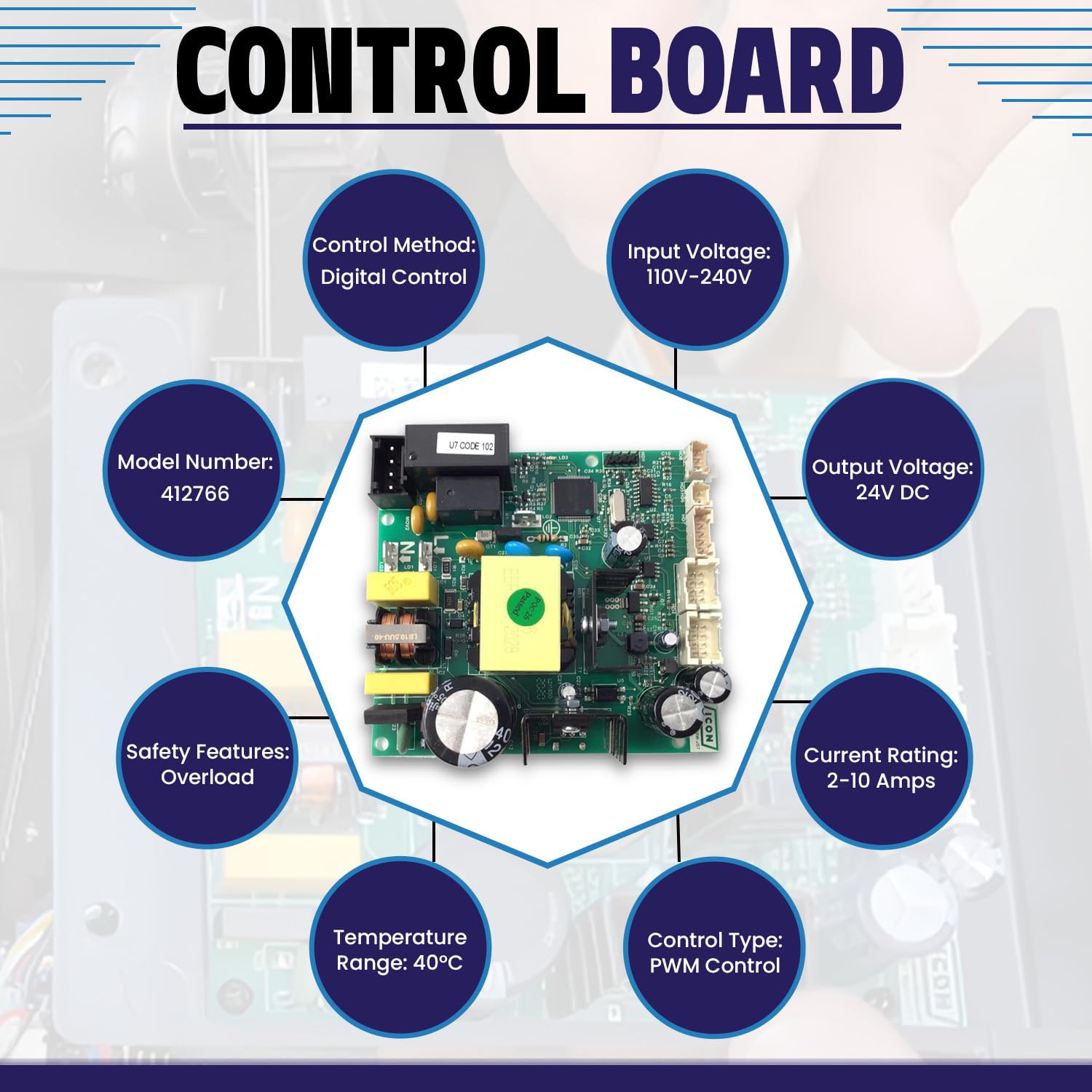 H.F Exchange Lower Motor Control Board Controller 412766 - Compatible with Stationary Exercise Bike Parts - Perfect for Gym Equipment Repair & Home Workout Maintenance