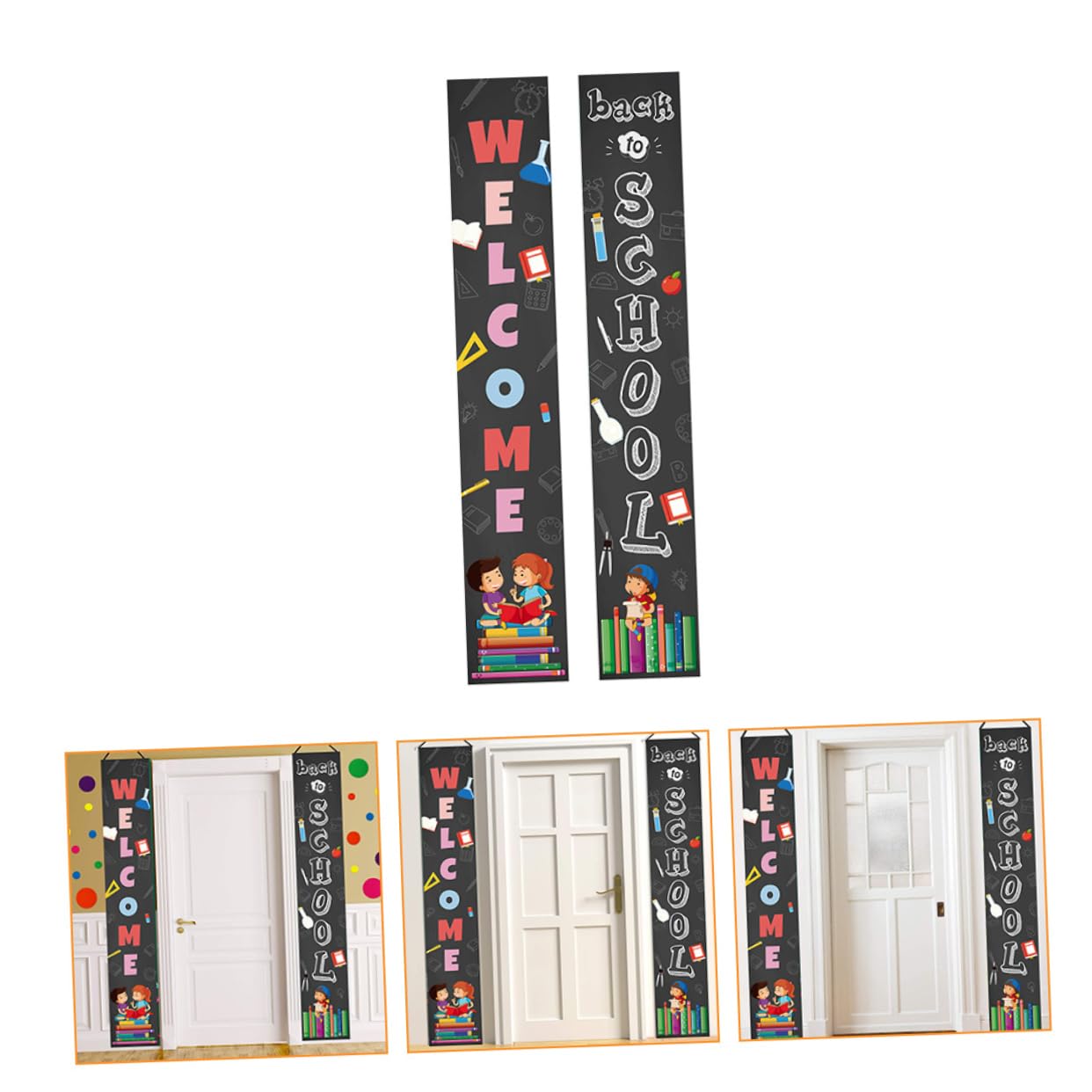 Zerodeko 1 Pair Decorative Curtain Emblems - Office & School Welcome Signs, Back to School Banner for Classroom Decor, Campus Events & Seasonal Celebrations