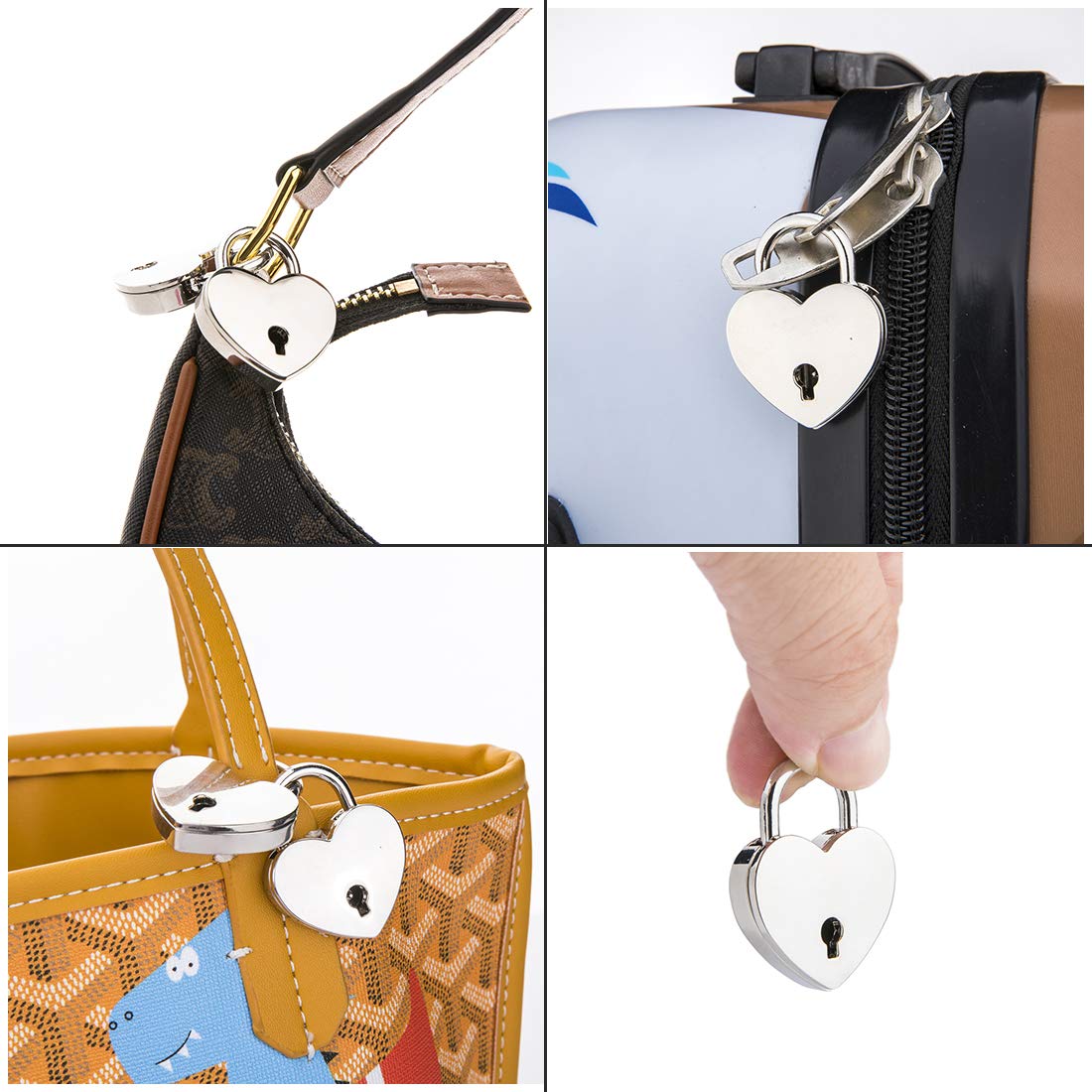 4PCS Alloy Heart-Shaped Padlock with Keys - Secure Jewelry Box, Storage Box, Diary & Luggage - Romantic Gift for Valentine's Day, Anniversary & Travel (Silver)