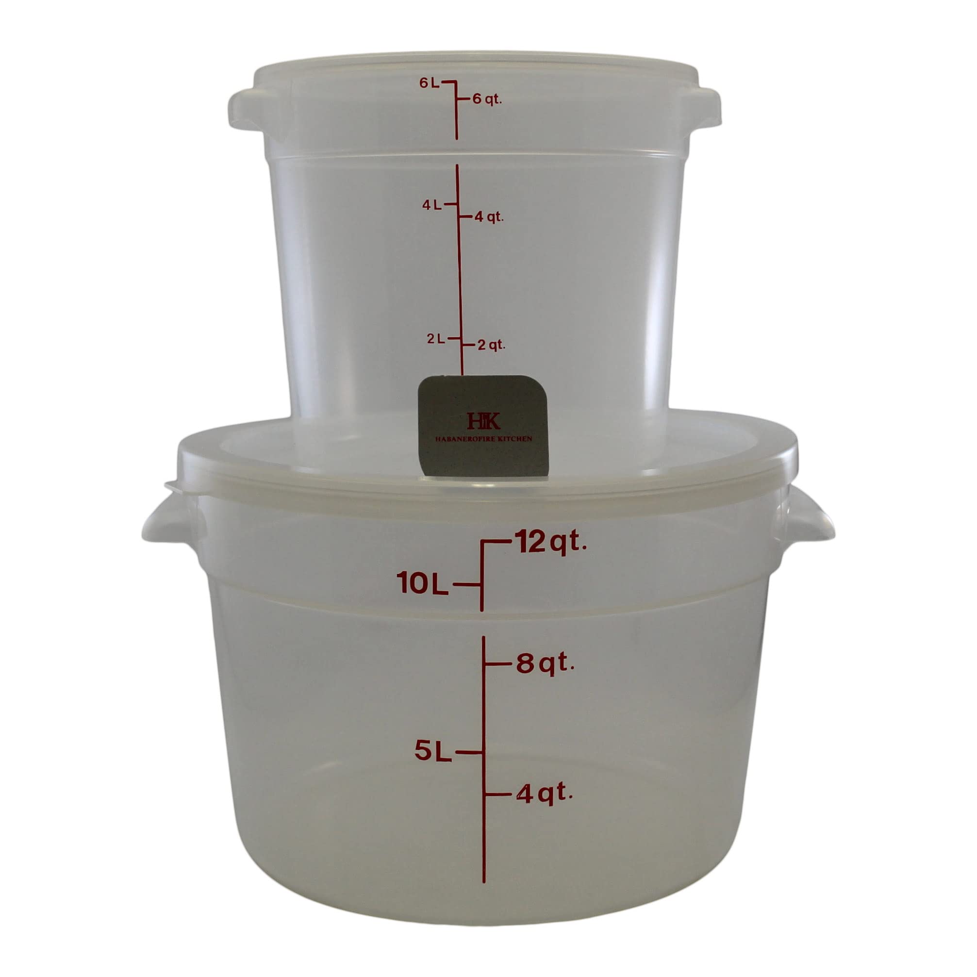 6 & 12 Quart Food Storage Containers with Lids - BPA-Free Translucent Round Kitchen Organizers + Bowl & Pan Scraper Set for Meal Prep, Leftovers & Pantry Organization