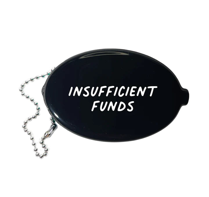 Funny Insufficient Funds Coin Pouch Wallet - Black Money Holder for Cash & Cards - Perfect Gift for College Students and Office Workers