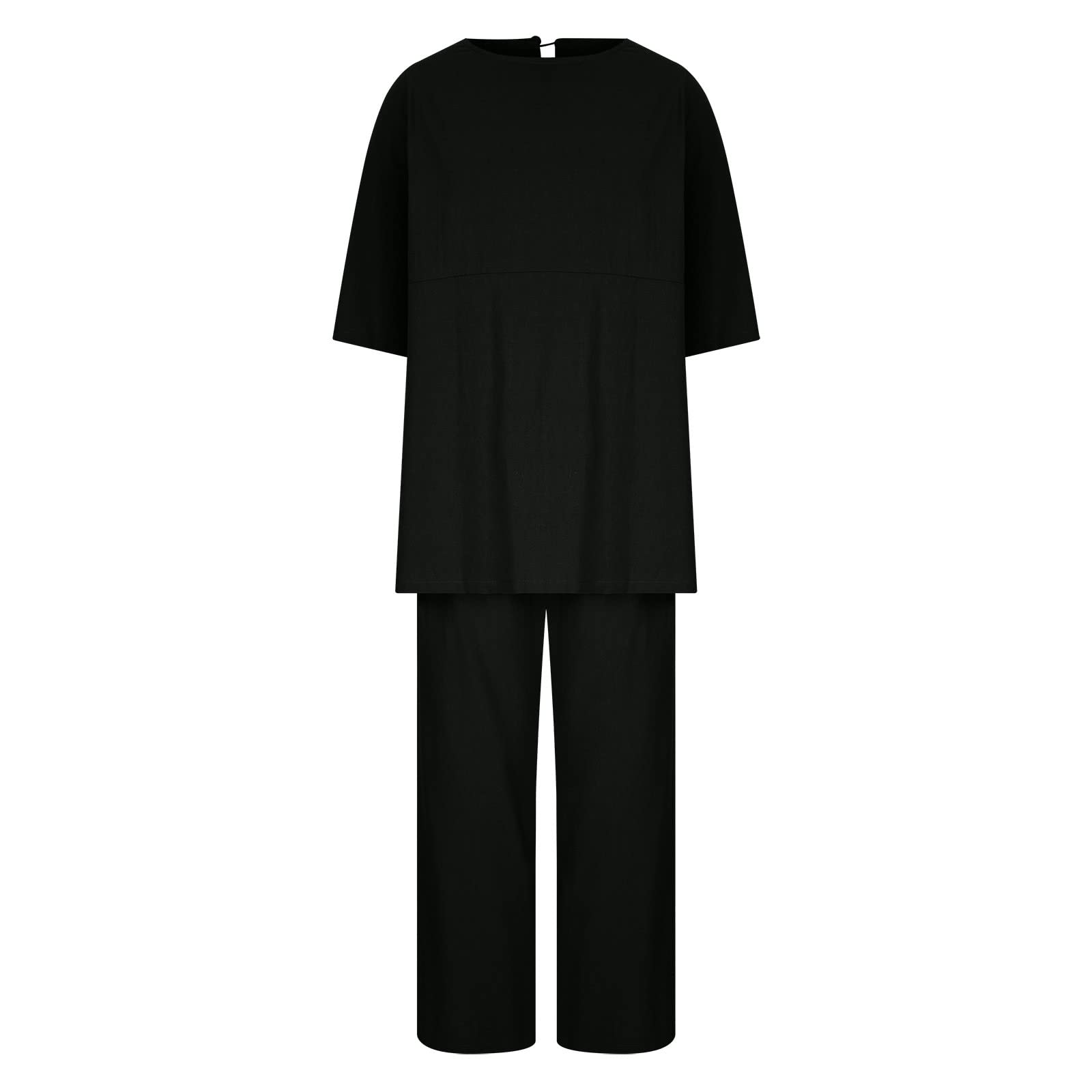 Women's Linen Shirt & Wide Leg Pants Set - 2 Piece Outfit for Fall | Comfortable Maternity Pajamas & Casual Wear | Perfect for Home, Office & Travel