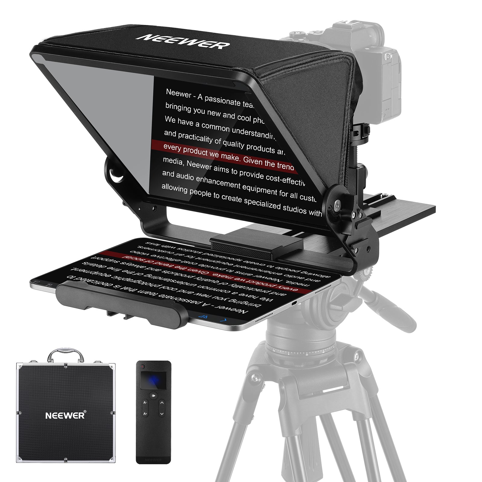 NEEWER X12II Remote Teleprompter for Camera - Professional Auto-Scrolling Teleprompter with Remote Control, Perfect for Video Recording, Live Streaming, YouTube, and Online Teaching