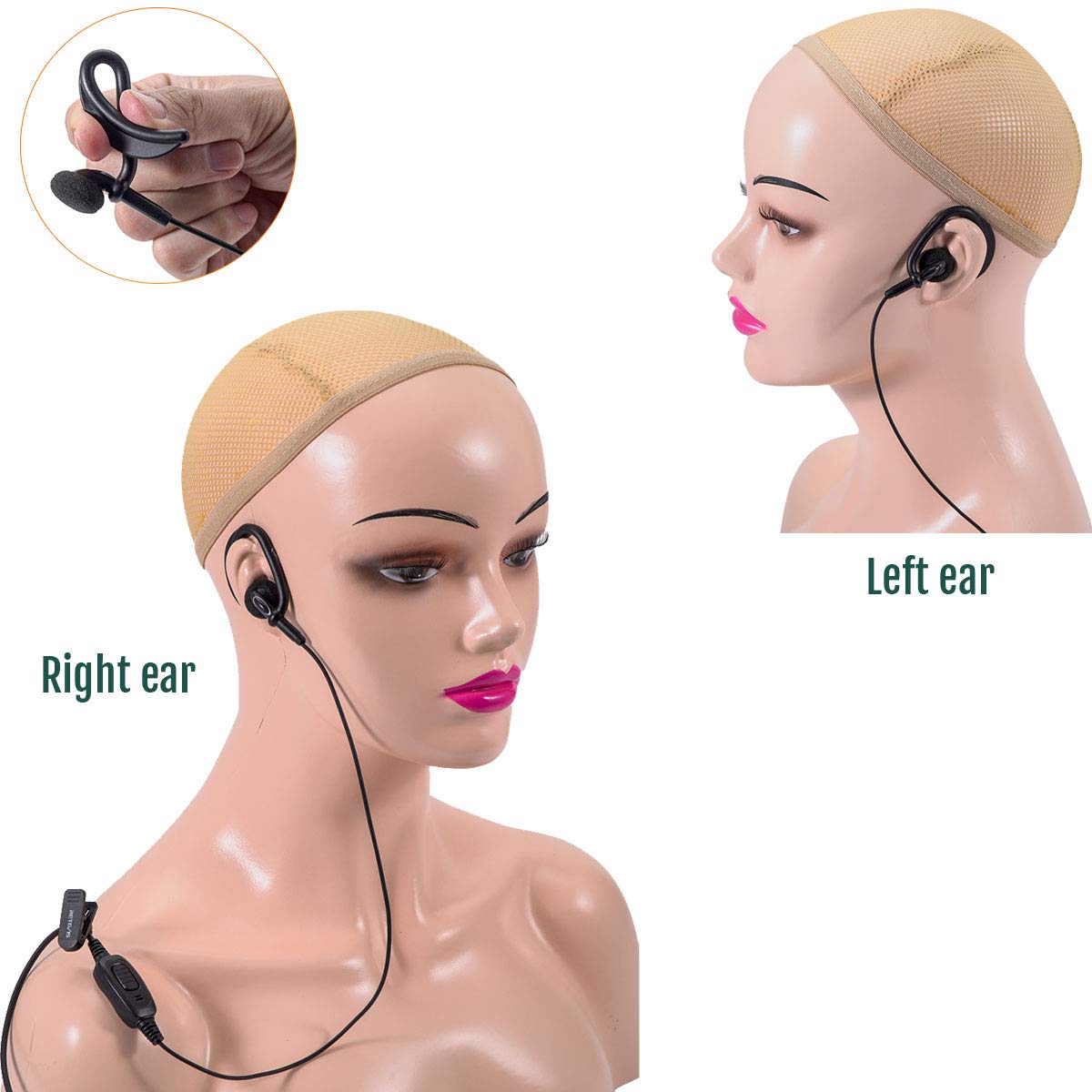 Retevis RT68 Soft Earhook Two-Way Radio Earpiece - In-Ear 2 Pin Design, Compatible with RT22 RT68 RT21 H-777 RT27 RT15 RT85 RB45 & Pxton Arcshell Walkie Talkies - Secure & Comfortable Communication for Security, Construction & Event Staff (4 Pack)