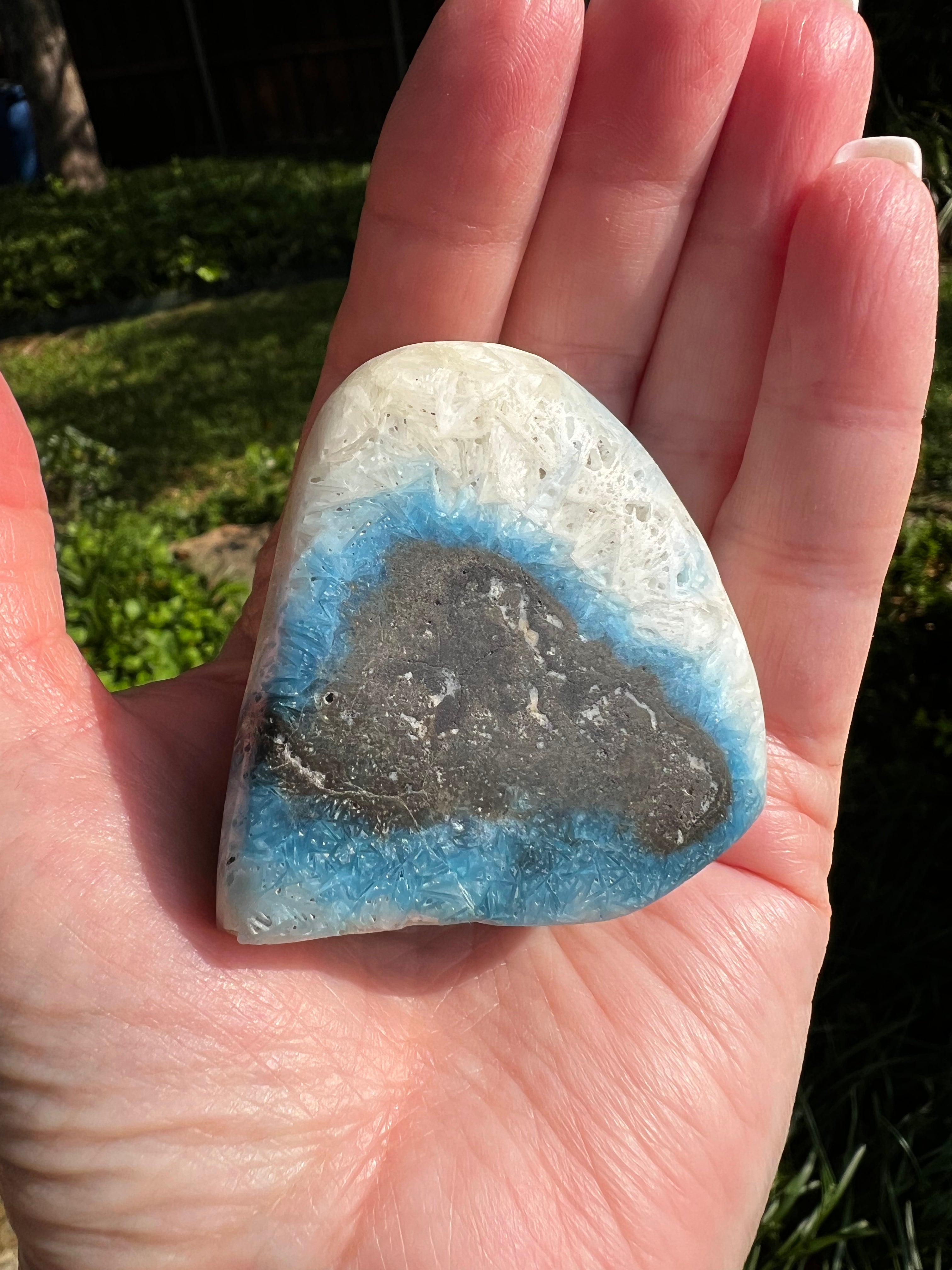 Premium Nakauriite Palm, Blue Ice & Glacierite Crystals - Healing Stones for Meditation, Reiki & Spiritual Energy Work