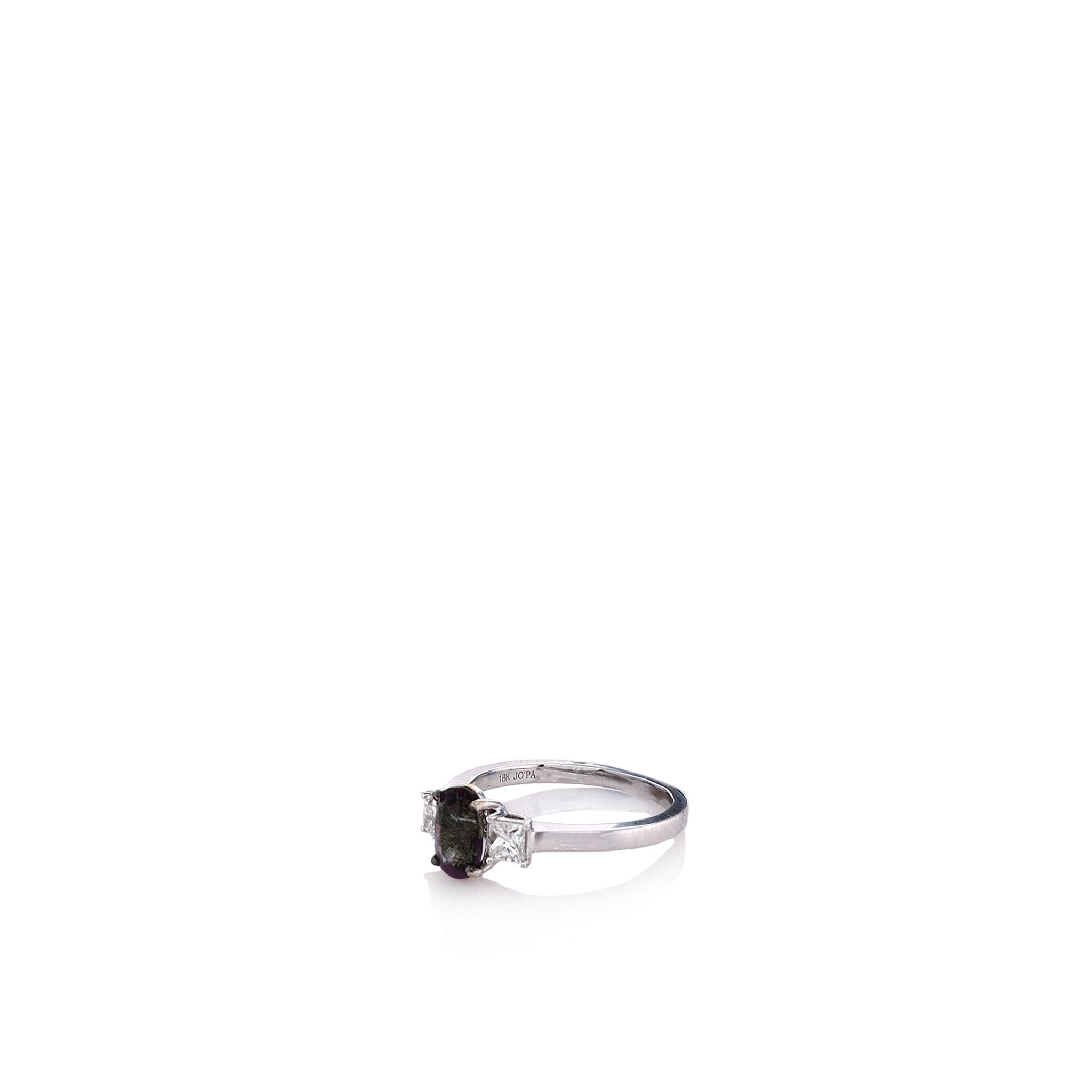 18K White Gold 1.17ct Oval Alexandrite & Diamond Three Stone Engagement Ring - Perfect for Proposals, Anniversaries & Special Occasions