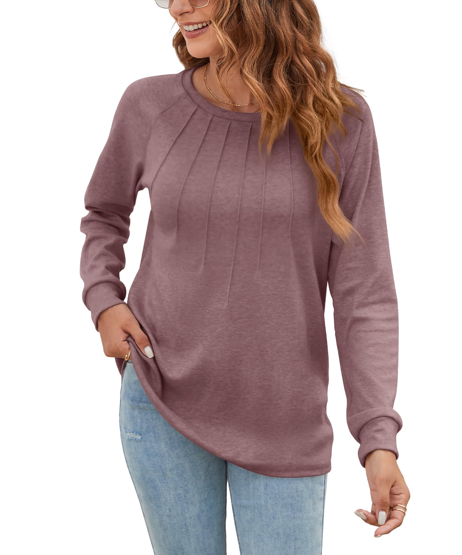 Women's Long Sleeve Casual Blouse - Elegant Pleated Tunic Top for Work, Office & Everyday Wear | Fashionable & Comfortable Women's Shirt