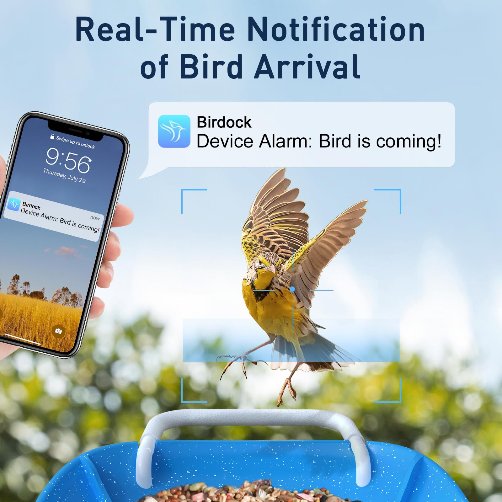 Smart Bird Feeder with HD Camera - Weatherproof Outdoor Bird Feeder with Night Vision, Motion Detection & Video Storage - Perfect for Backyard, Garden, Tree or Patio Bird Watching