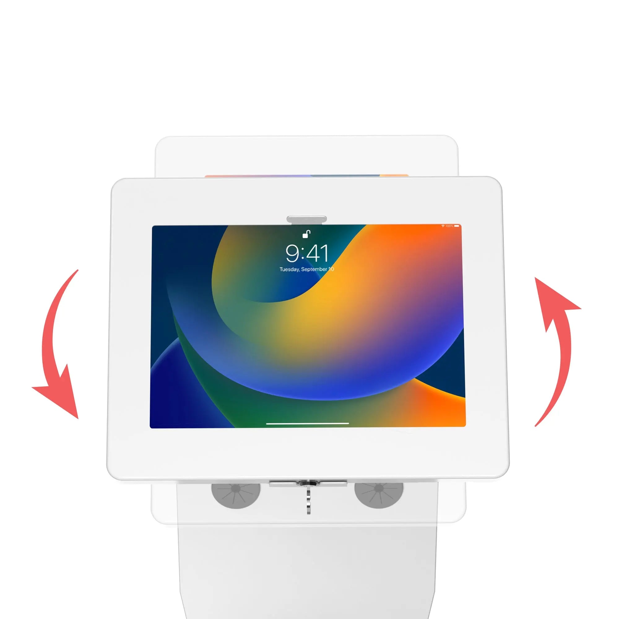 Sleek White Floor Stand with Printer Slot & Security Enclosure - Integrated Honeywell 2D Barcode Scanner for Retail Stores, Warehouses & Checkout Counters