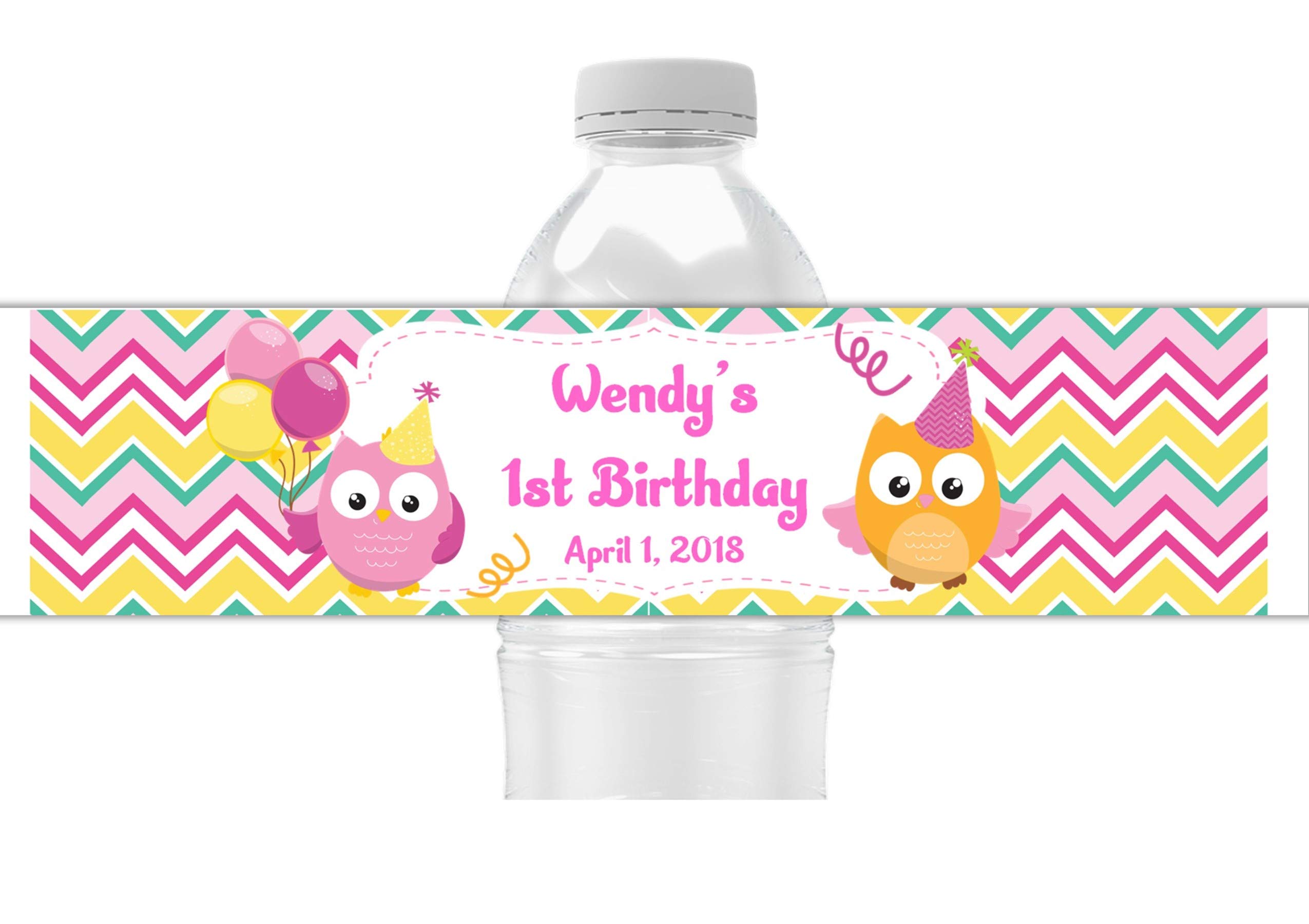 Personalized Owl Birthday Party Favors - Pack of 25 Peel & Stick Water Bottle Labels for Kids, Baby Showers & Themed Events - Perfect for Classroom Treats & Party Decorations
