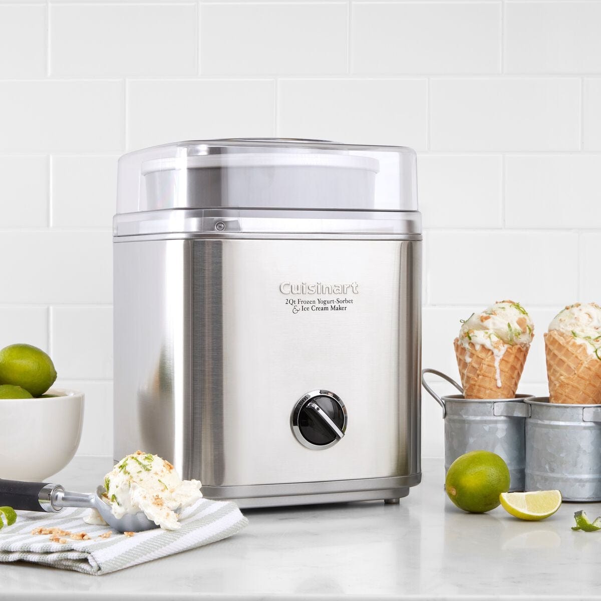 Cuisinart Pure Indulgence® 2 Quart Frozen Yogurt Maker, Sorbet & Ice Cream Machine - Chrome Finish for Homemade Desserts & Party Treats