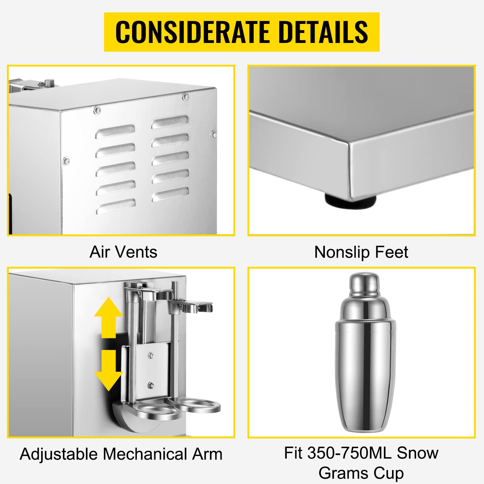 Happybuy Stainless Steel Automatic Boba Milk Tea Shaker Machine - 400 RPM Double Frame Commercial Bubble Tea Maker for Shops & Cafes - Perfect for Boba, Iced Tea, and Smoothie Preparation