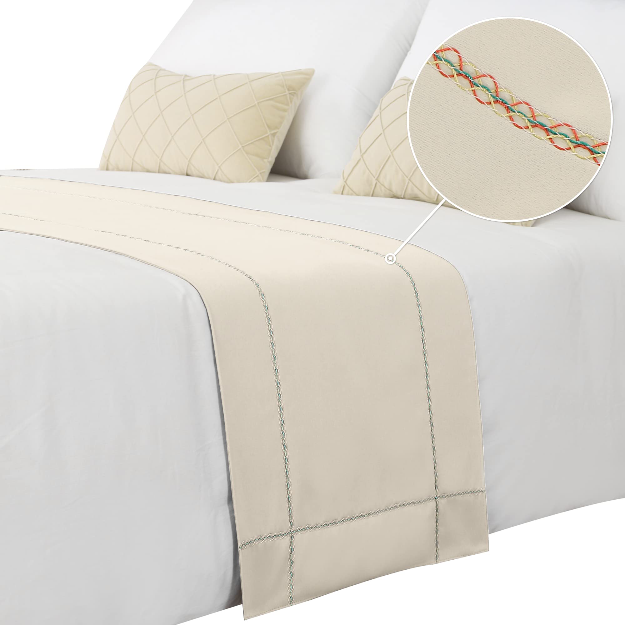 King Size Bed Runner 260x50cm - Luxury Beige Bed Throw for Foot of Bed, Elegant Bedding Scarf for Bedroom, Hotel & Wedding Decor | Perfect for Master Bedrooms, Guest Rooms & Special Occasions