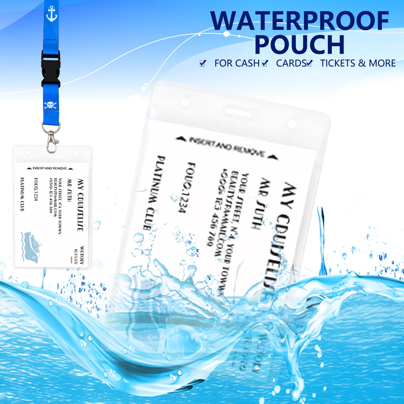 Waterproof Cruise Lanyards 4-Pack with ID Badge Reel - for Ship Key Cards & Cruise Essentials