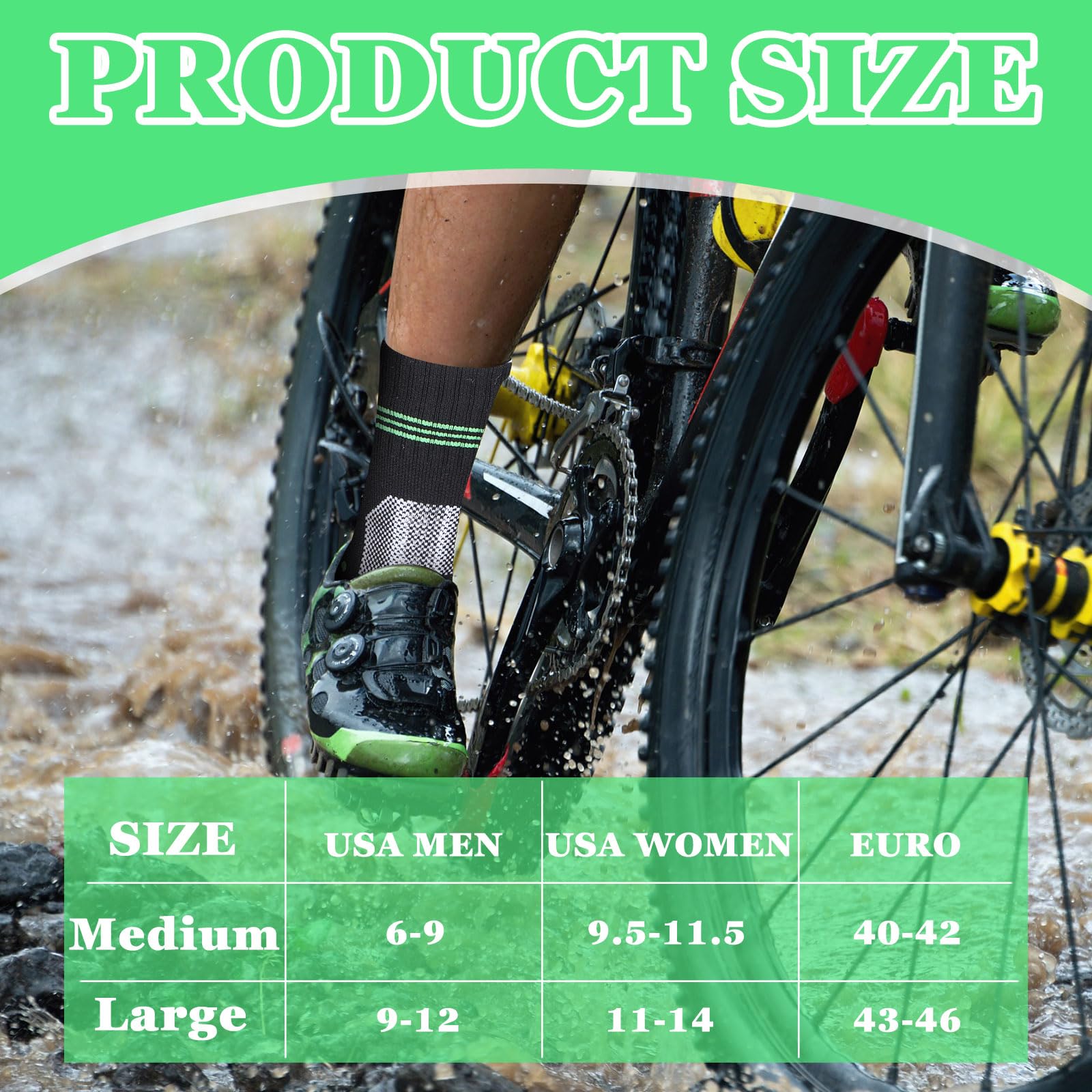 Jiuguva 4 Pairs Waterproof Socks for Men & Women - Breathable Unisex Outdoor Sports Socks for Cycling, Running, Hiking, Skiing & Water Activities - Keep Feet Dry in All Weather Conditions