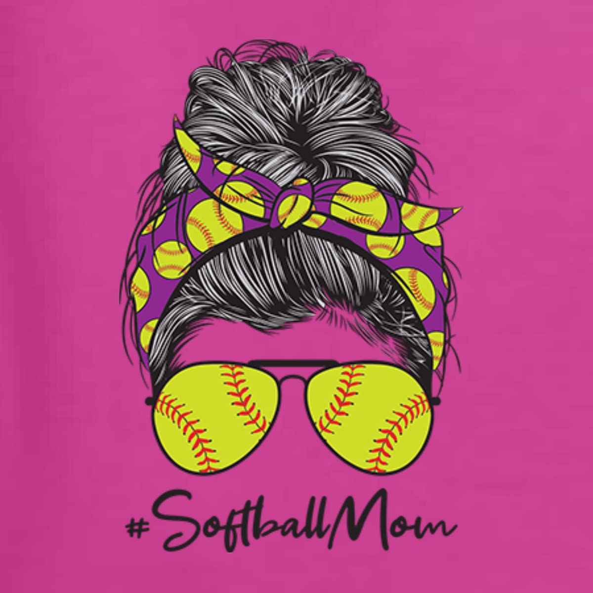 Softball Mom Graphic T-Shirt | Messy Bun Game Day Shirt for Women | Sports Lover Tee | Perfect for Mother's Day Gifts & Team Spirit Events