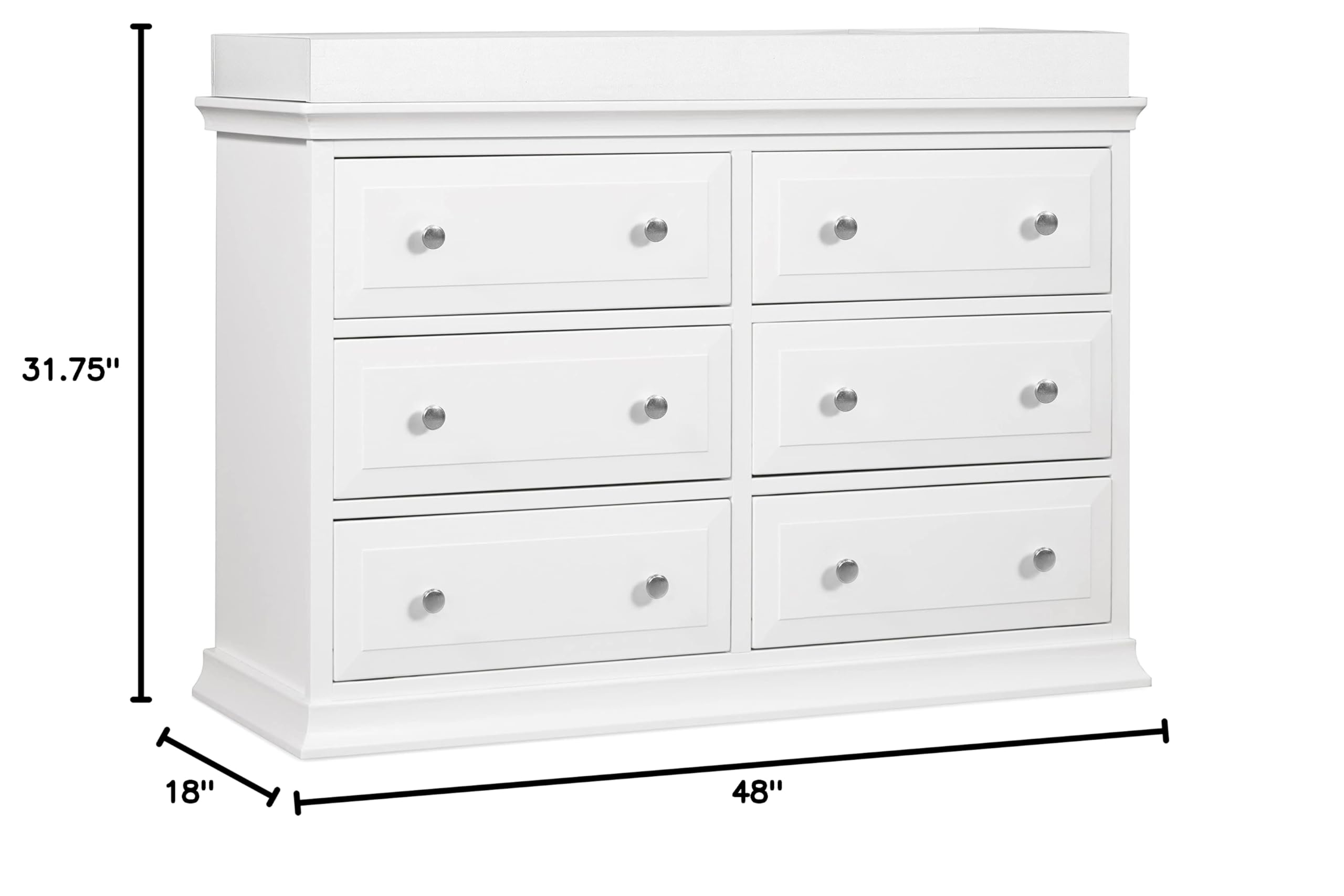 DaVinci Signature 6-Drawer Double Dresser in White - Modern Bedroom Furniture for Storage & Organization - Perfect for Master Bedroom, Guest Room & Nursery