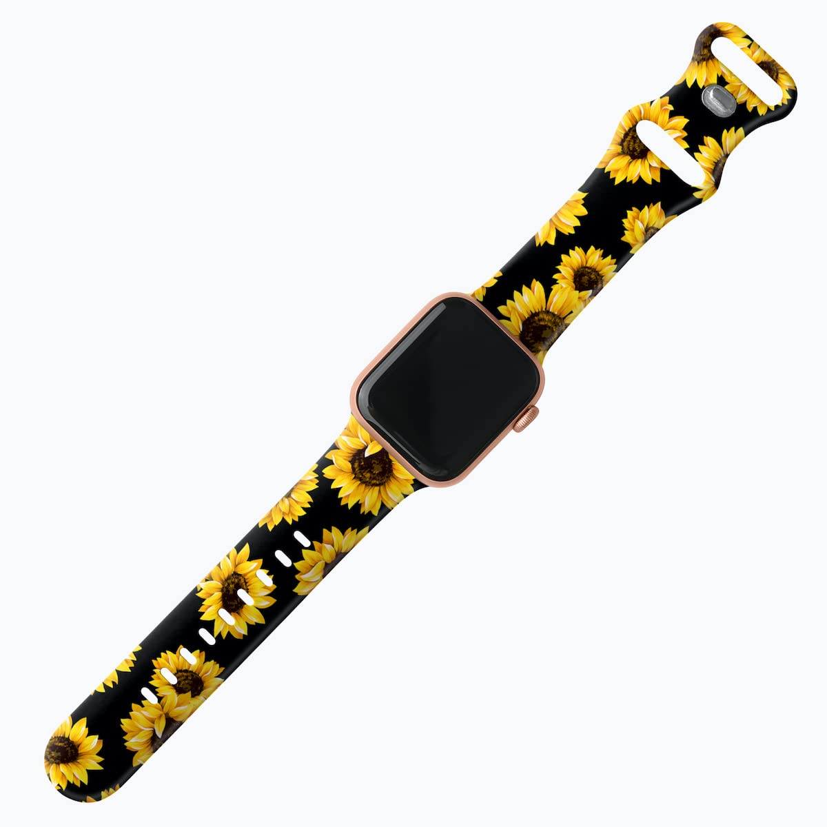 Floral Print Silicone Sport Band for Apple Watch Series 9/8/7/6/5/4/3/2/1/SE - Compatible with 49mm 45mm 44mm 42mm 41mm 40mm 38mm - Fade-Resistant Design for Women - Perfect for Workouts, Running & Everyday Wear