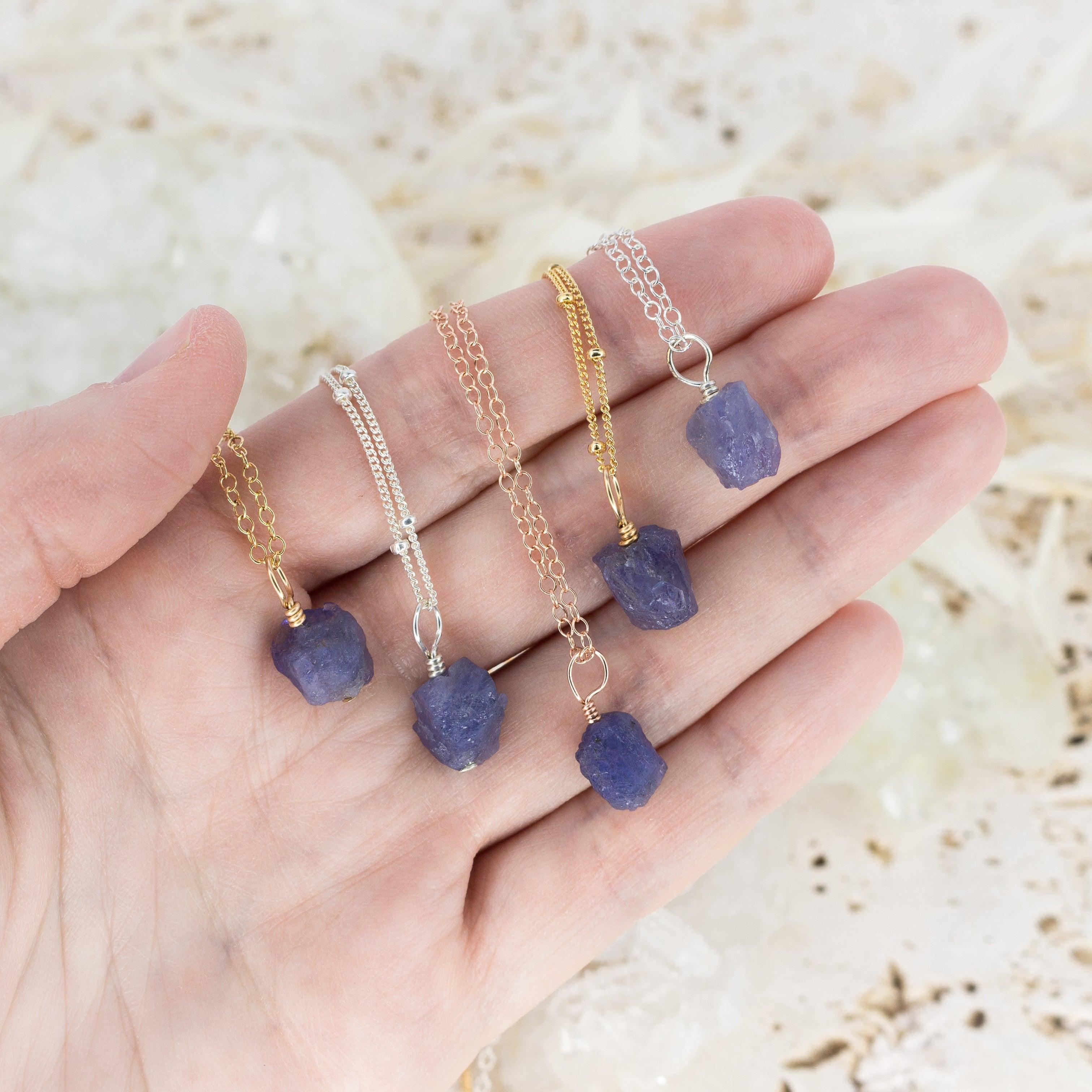Tiny Raw Tanzanite Pendant Necklace - Genuine Tanzanite Jewelry for Women - Perfect for Everyday Wear & Special Occasions