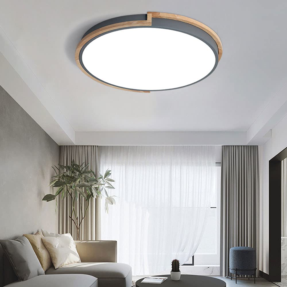 Ultra-Thin Round LED Ceiling Light Fixture - Modern Flush Mount White Light for Bedroom, Living Room, Balcony & Corridor - Energy Efficient Wood & Metal Design for Home & Office Lighting