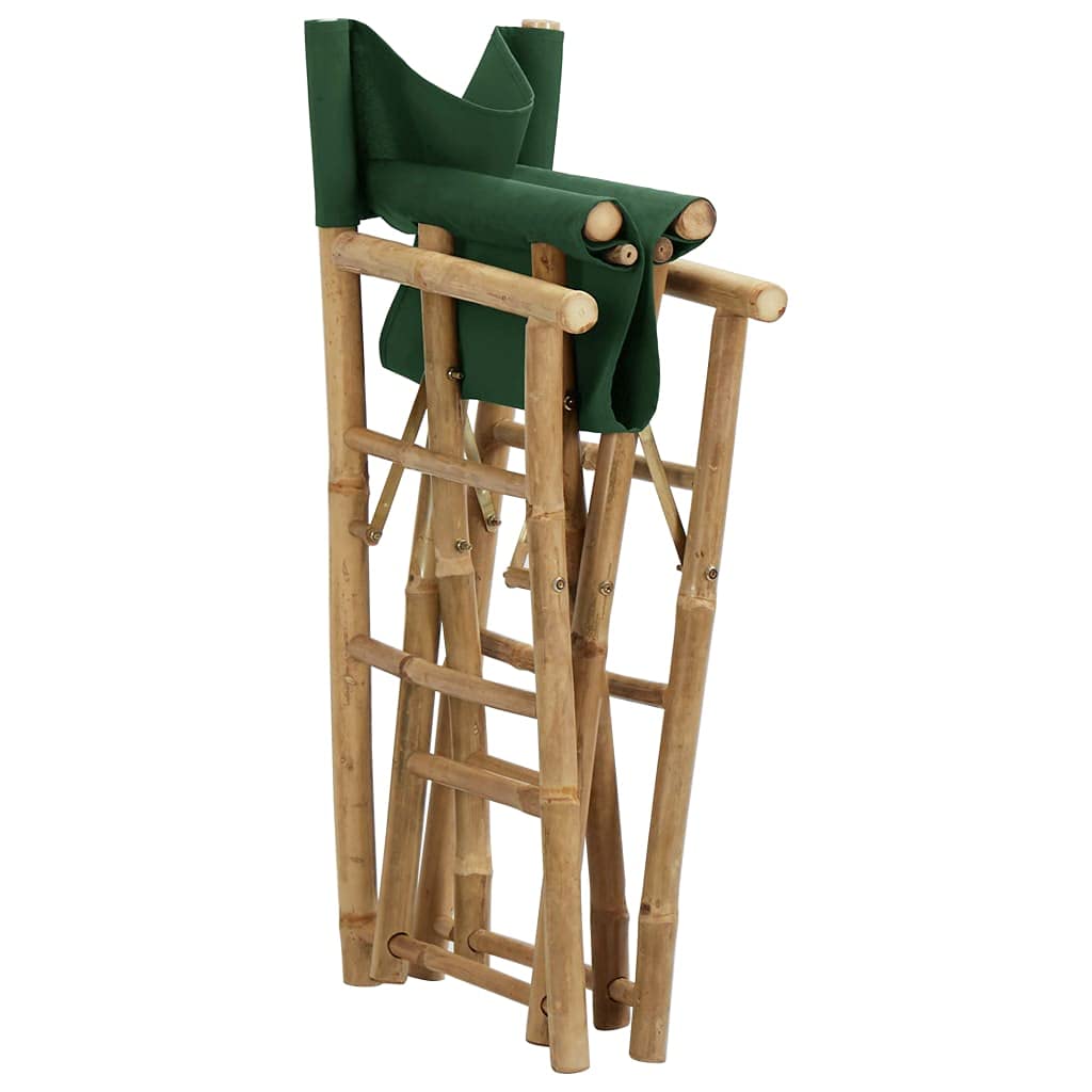 2-Pack Folding Director's Chairs - Bamboo Frame Outdoor Folding Chairs with Fabric Seat - Portable Foldable Armchairs for Camping, Beach, Poolside, Deck, and Patio Use - Quick Shipping from USA