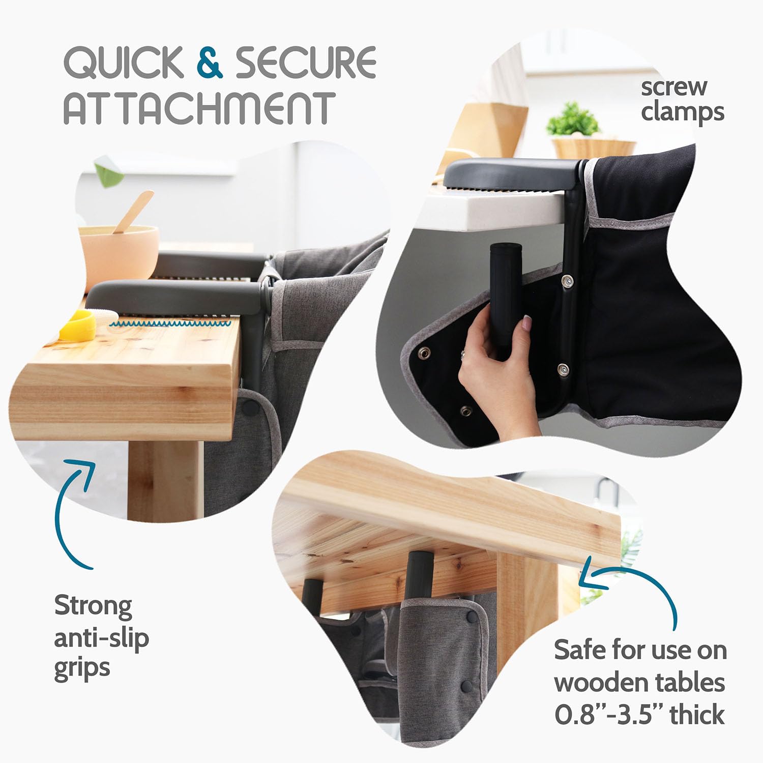 Premium Faux Leather Hook-On High Chair for Dining Tables - Portable Travel Baby High Chair with Secure Clip-On Design | Perfect for Restaurants, Travel & Small Spaces