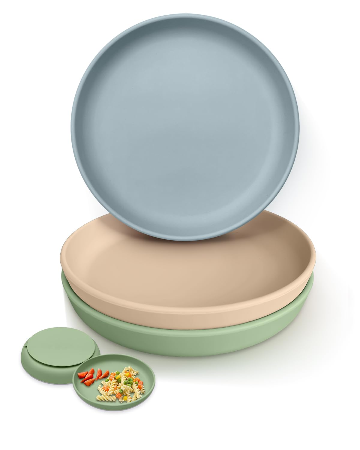 BPA-Free Silicone Suction Plates for Toddlers & Kids (3-Pack) - Non-Slip Baby Dishes with Strong Suction, Microwave & Dishwasher Safe - Perfect for Mealtime, Snacks, and On-the-Go Feeding