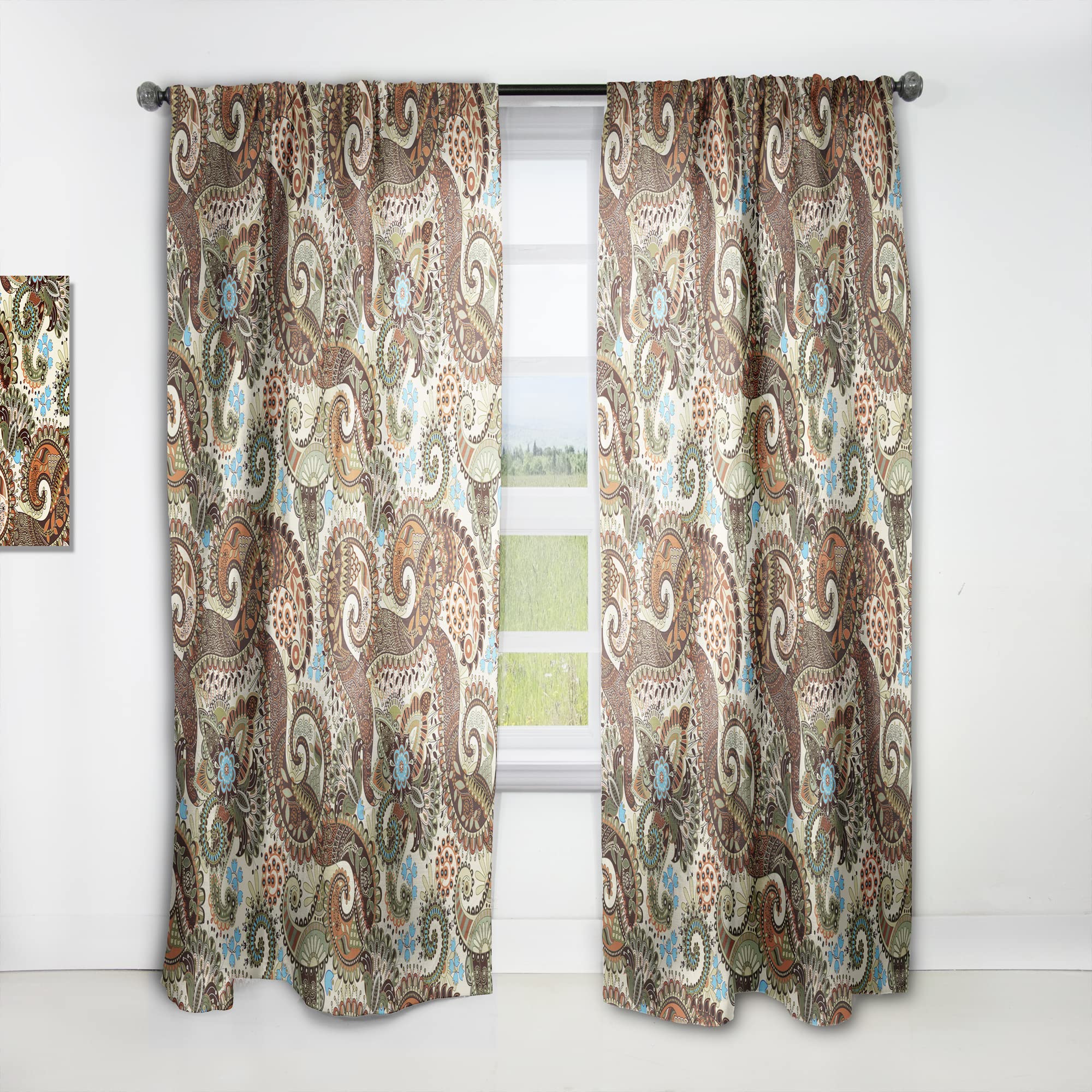 DesignQ Paisley Fantasy Pattern Thermal Insulated Curtains - Single Panel 52x108 Inches - Elegant Bedroom & Living Room Drapes for Home Decor, Blackout Window Treatments