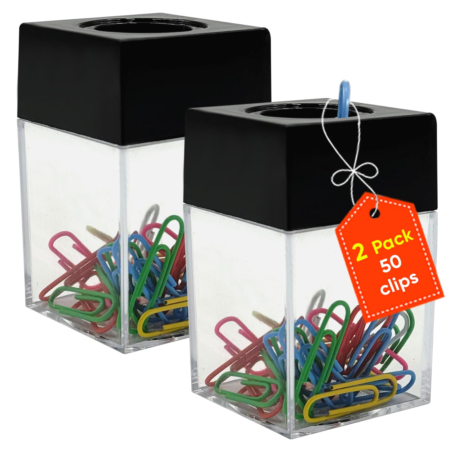 Magnetic Paper Clip Holder for Desk - 4 Pack with 100 Clips Included, Holds Up to 150 Clips | Office Organization & School Supplies for Paper Management