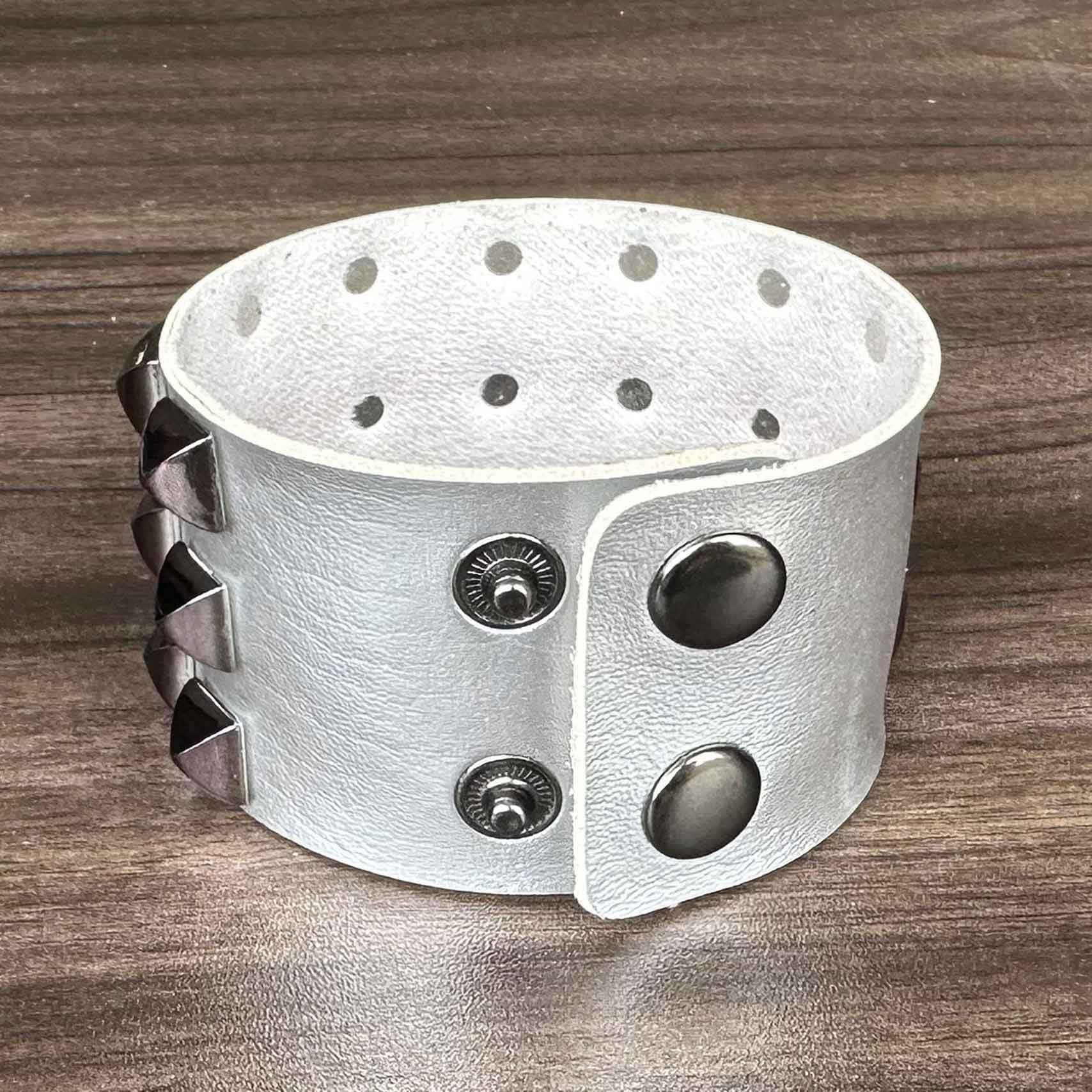 Punk Rock Pyramid Rivet Studded Wristband - Wide PU Leather Arm Cuff Bracelet for Women - Gothic Fashion Accessory for Concerts, Festivals & Punk Style Outfits
