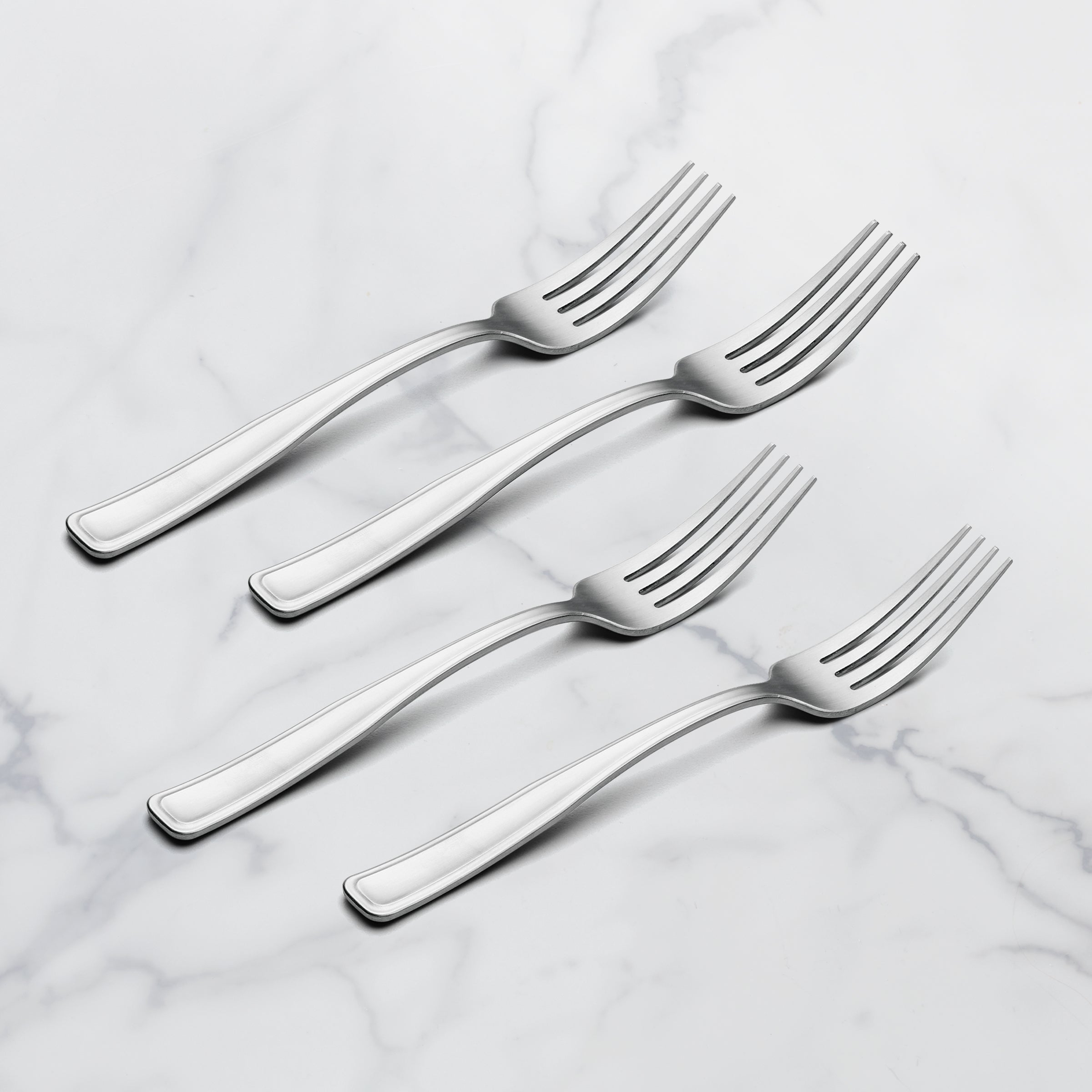 Reid Satin Salad Fork Set of 4 - Stainless Steel Flatware for Dinner Parties, Wedding Gifts & Formal Dining