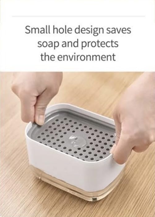 Oslen 2-in-1 Kitchen Soap Dispenser with Sponge Holder - 400ml Hollow Design, Durable & Smooth Body Dishwashing Soap Dispenser Set - Perfect for Kitchen Sink Organization and Dish Washing Accessories (Multi-Color)