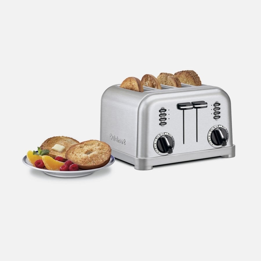 4 Slice Stainless Steel Toaster - Retro Design, Extra-Wide Slots for Bagels & Thick Bread - Perfect for Breakfast, Kitchen & Office Use