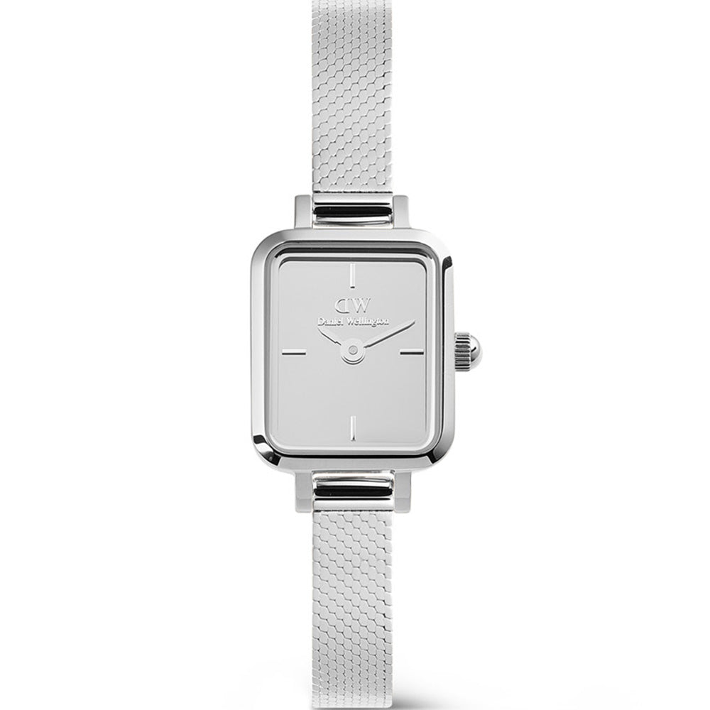 Daniel Wellington Quadro Mini DW00100800 Women's Watch - Elegant Rose Gold Mesh Band & White Dial for Casual, Office, and Special Occasions