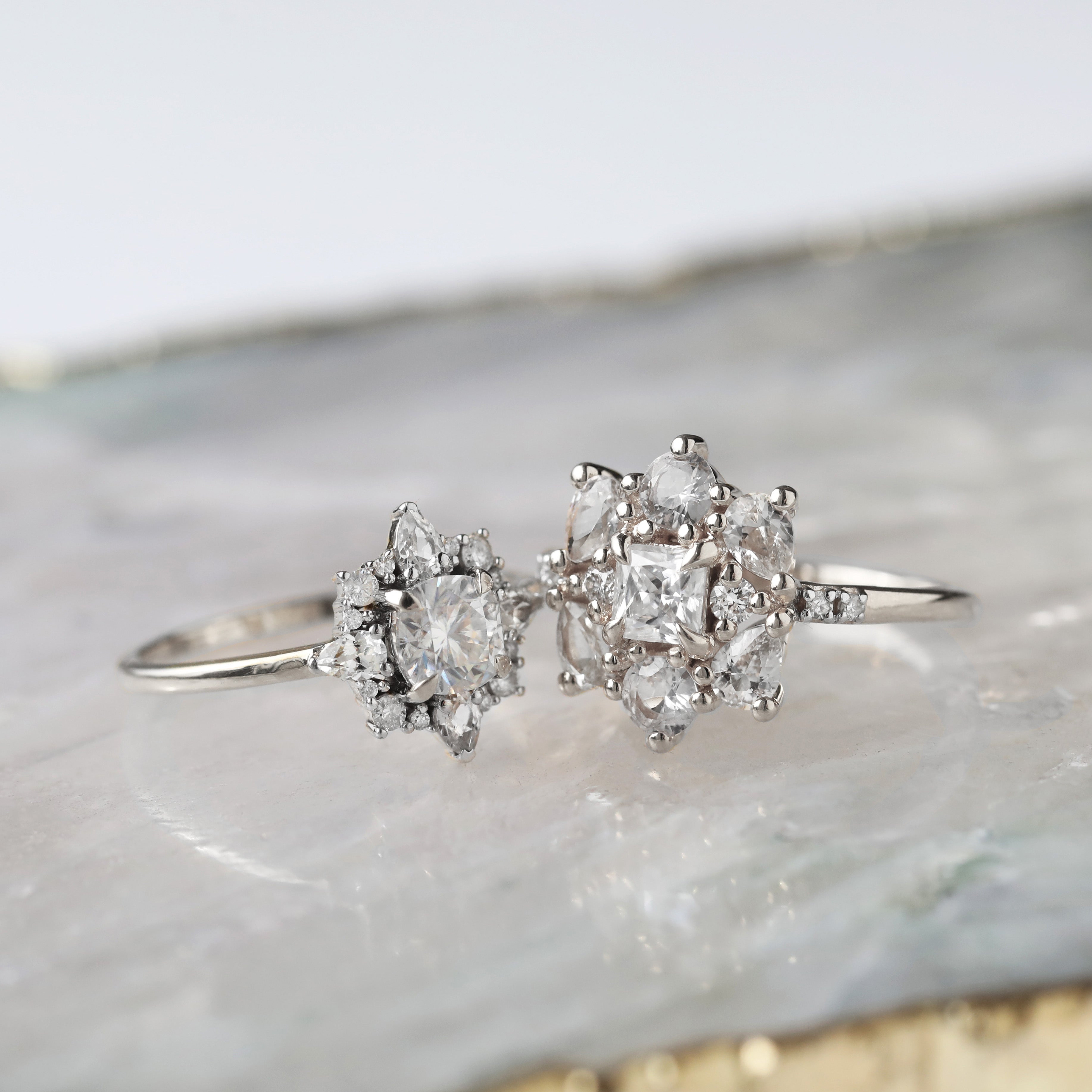 Daphne Moissanite Sapphire Diamond Ring for Women - Elegant Wedding, Engagement, Anniversary Jewelry Gift - Perfect for Bridal, Party & Special Occasions