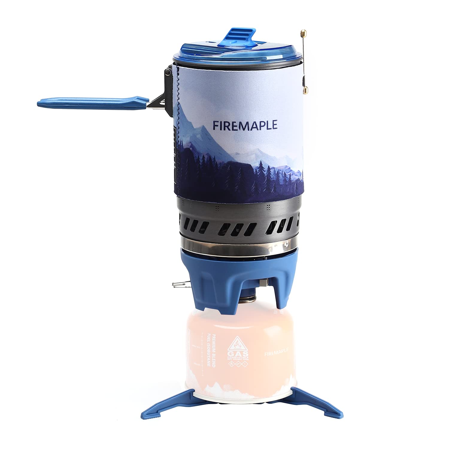 Fire Maple Polaris Portable Camping Gas Stove with Piezo Ignition - Compact Backpacking Stove for Hiking, Trekking & Bushcraft - Includes Pot Support & Stand - Perfect for Outdoor Cooking, Camping Trips & Emergency Preparedness (Blue)