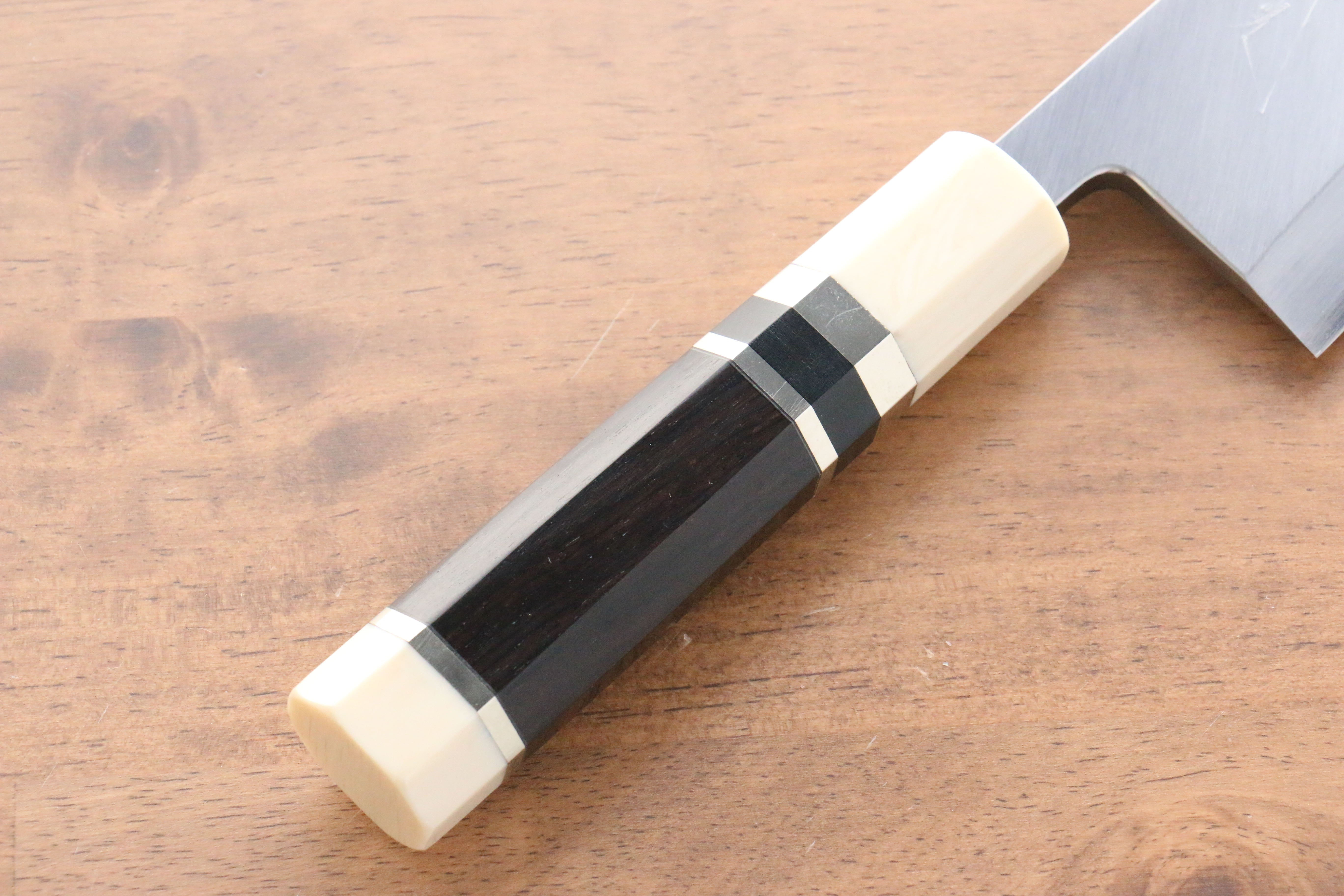 Premium Jikko Shiko Blue Steel Kiritsuke Deba Knife 150mm - Ebony Wood Handle with Double Ring - Perfect for Sushi, Fish Filleting & Japanese Cuisine