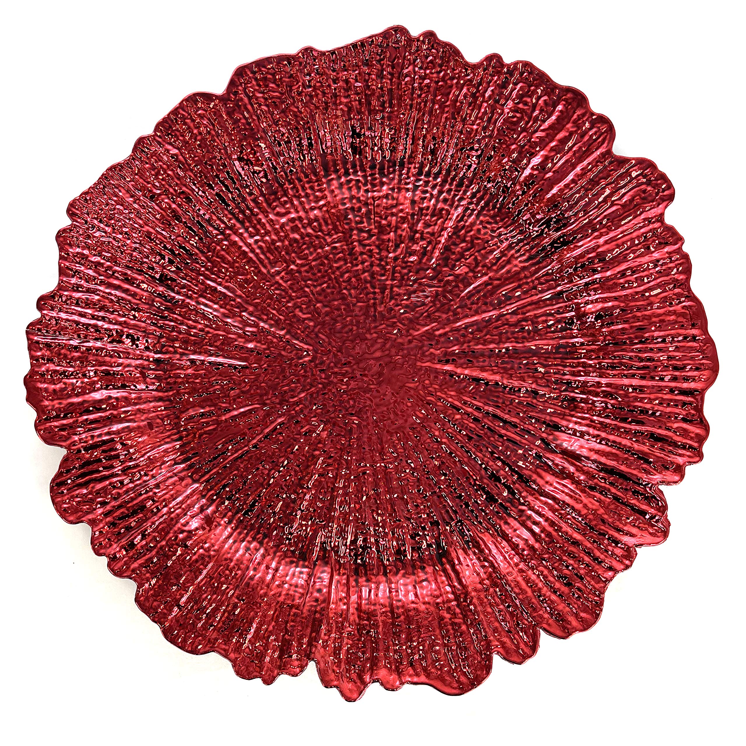 Allgala 13-Inch 6-Pack Premium Heavy Duty Round Charger Plates - Reef Red (HD80339) for Elegant Dinner Parties, Weddings & Holiday Table Settings