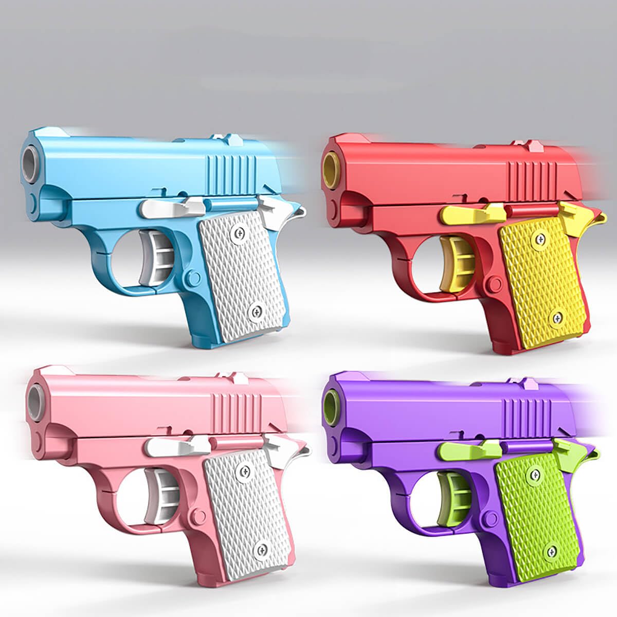 3D Gravity Mini 1911 Fidget Pistol Toy Set - Stress Relief Sensory Toys for Adults & Kids with ADHD & Anxiety - Perfect Office Desk Toy & Gift (4 Pack) - Great for Focus, Relaxation & Classroom Fidgeting