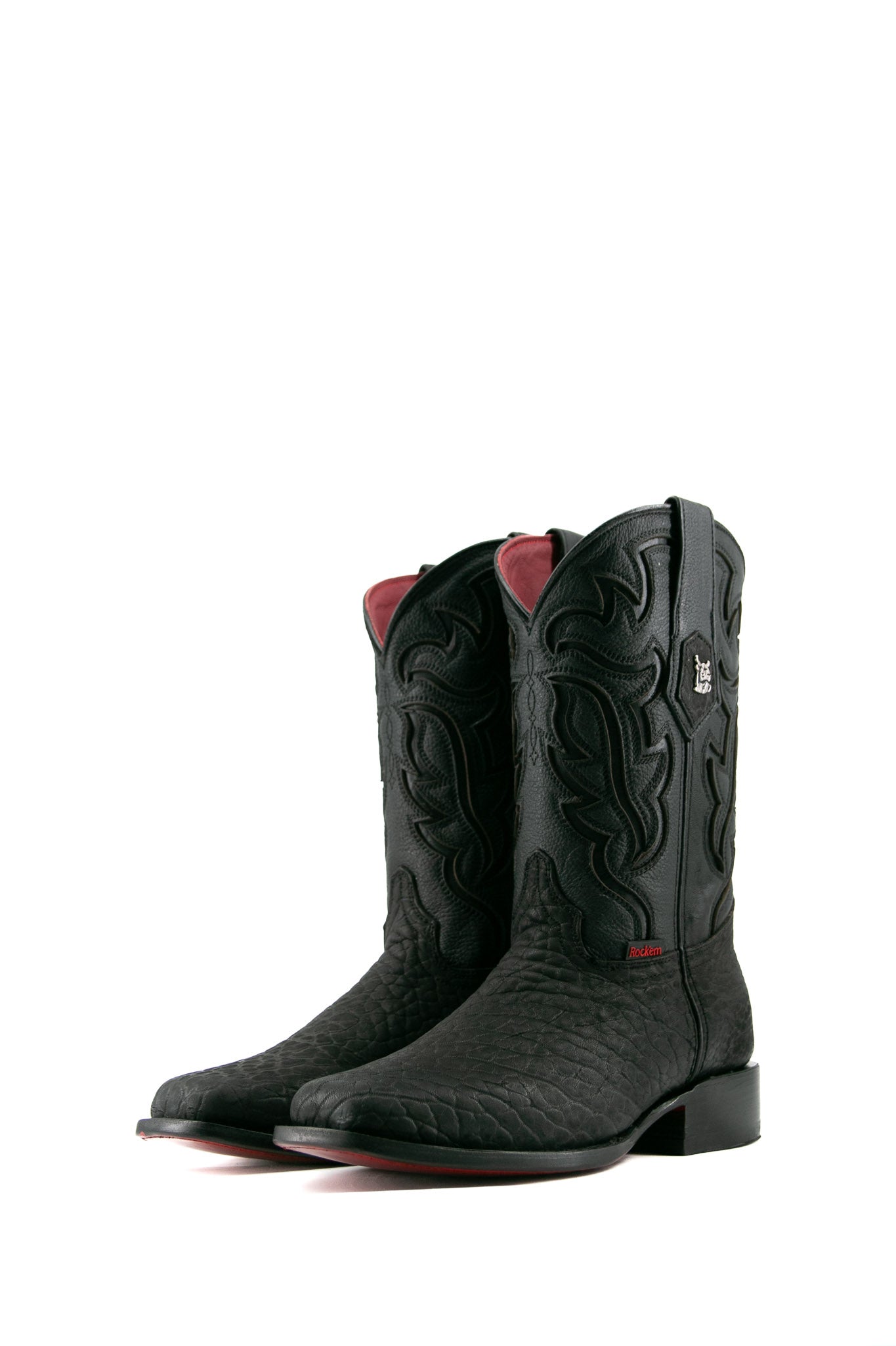 Rock'em Bullneck Red Bottom Rodeo Cowboy Boots for Men - Western Style Leather Riding Boots with Square Toe - Perfect for Country Dancing, Horseback Riding & Outdoor Events