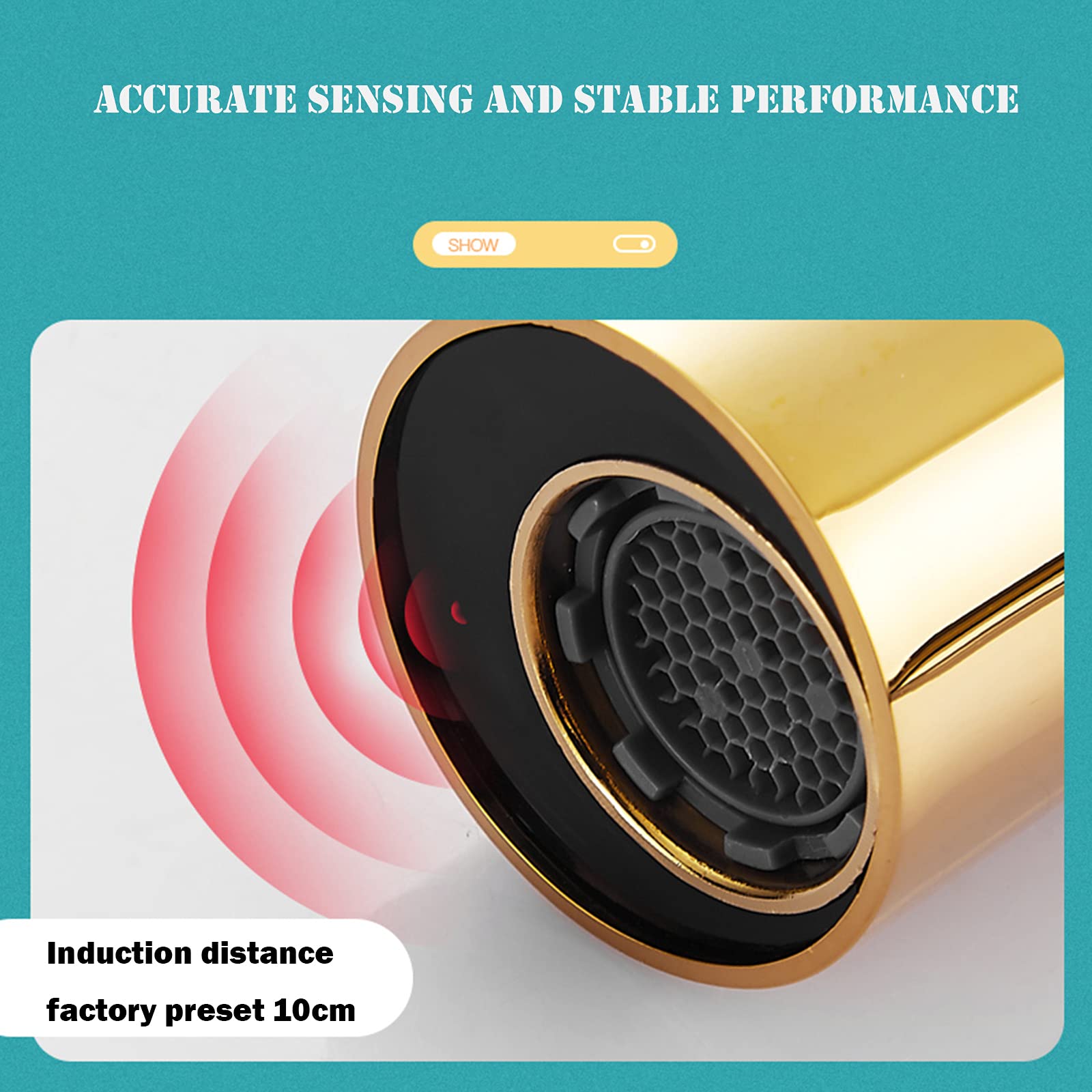 **Wall Mount Automatic Sensor Faucet - Touch-Free Bathroom Sink Tap with DC Power, Gold Finish for Modern Homes & Public Restrooms**