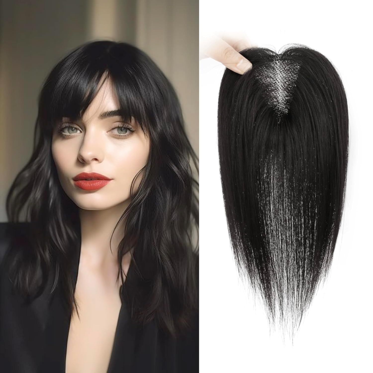 Dark Brown Clip-In Hair Toppers for Women with Thinning Hair - Natural Looking Hair Pieces to Cover Grey Hair & Add Volume | Perfect for Daily Wear, Special Occasions & Confidence Boost