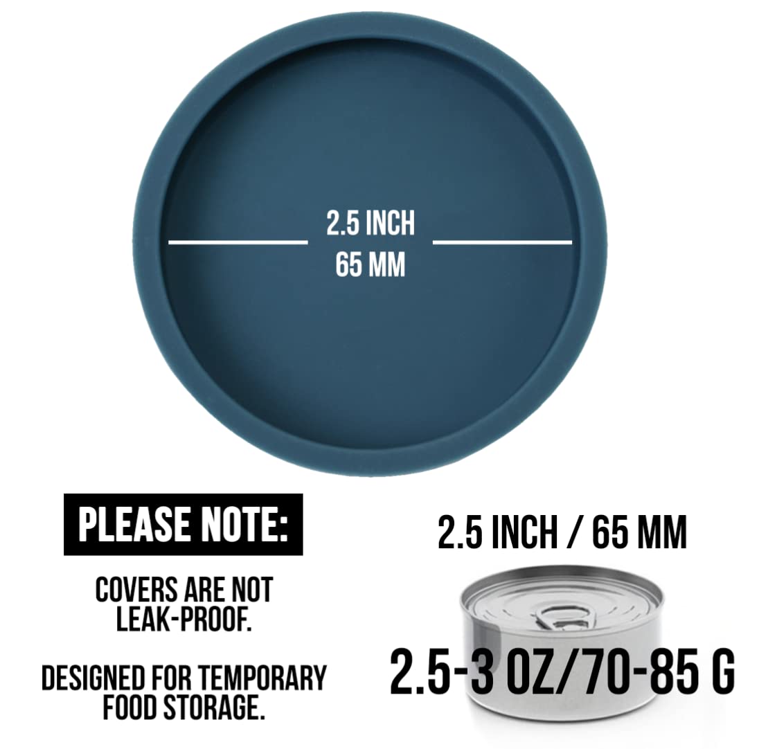 OHMO 3 Pack Small Cat Food Can Lids - Silicone Pet Food Can Covers for 3 oz & 2.5 oz Cans (Dark Blue) | Airtight Freshness Seal for Wet Cat Food Storage | Perfect for Travel, Camping & Daily Pet Feeding