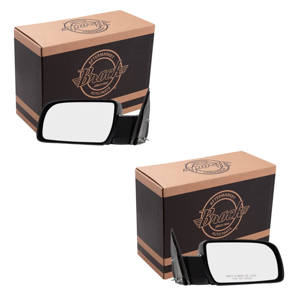 Brock Set Manual Side Door Mirrors with Metal Bases - Compatible with Chevy/GMC 15764759 & 15764760 - Durable Replacement for Truck & SUV - Perfect for Off-Road & Daily Driving