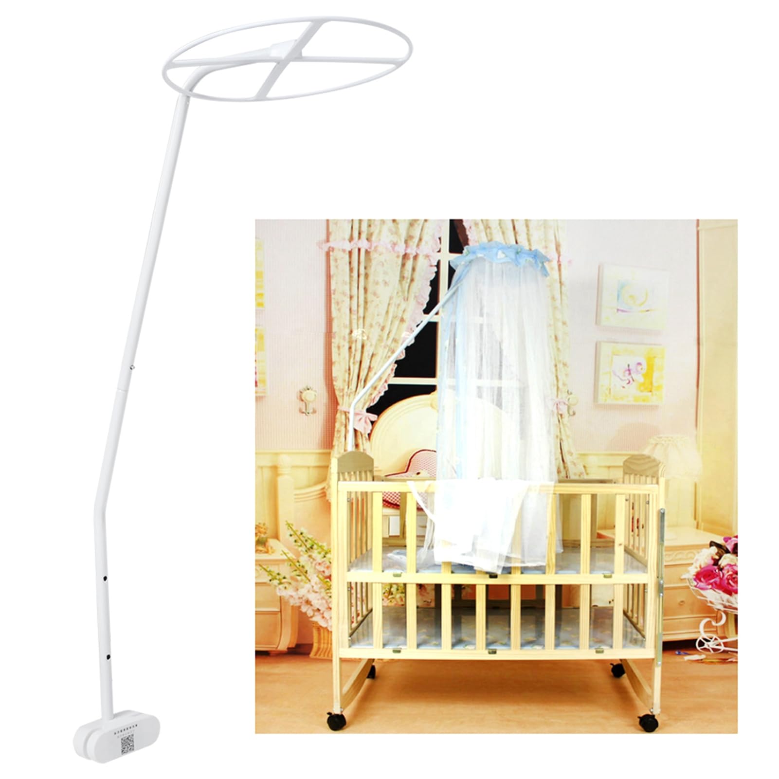 Adjustable ABS Crib Canopy Holder Set - Clip-On Stand Bracket for Baby Bed Net Accessories | Perfect for Nursery Decor & Infant Room Setup