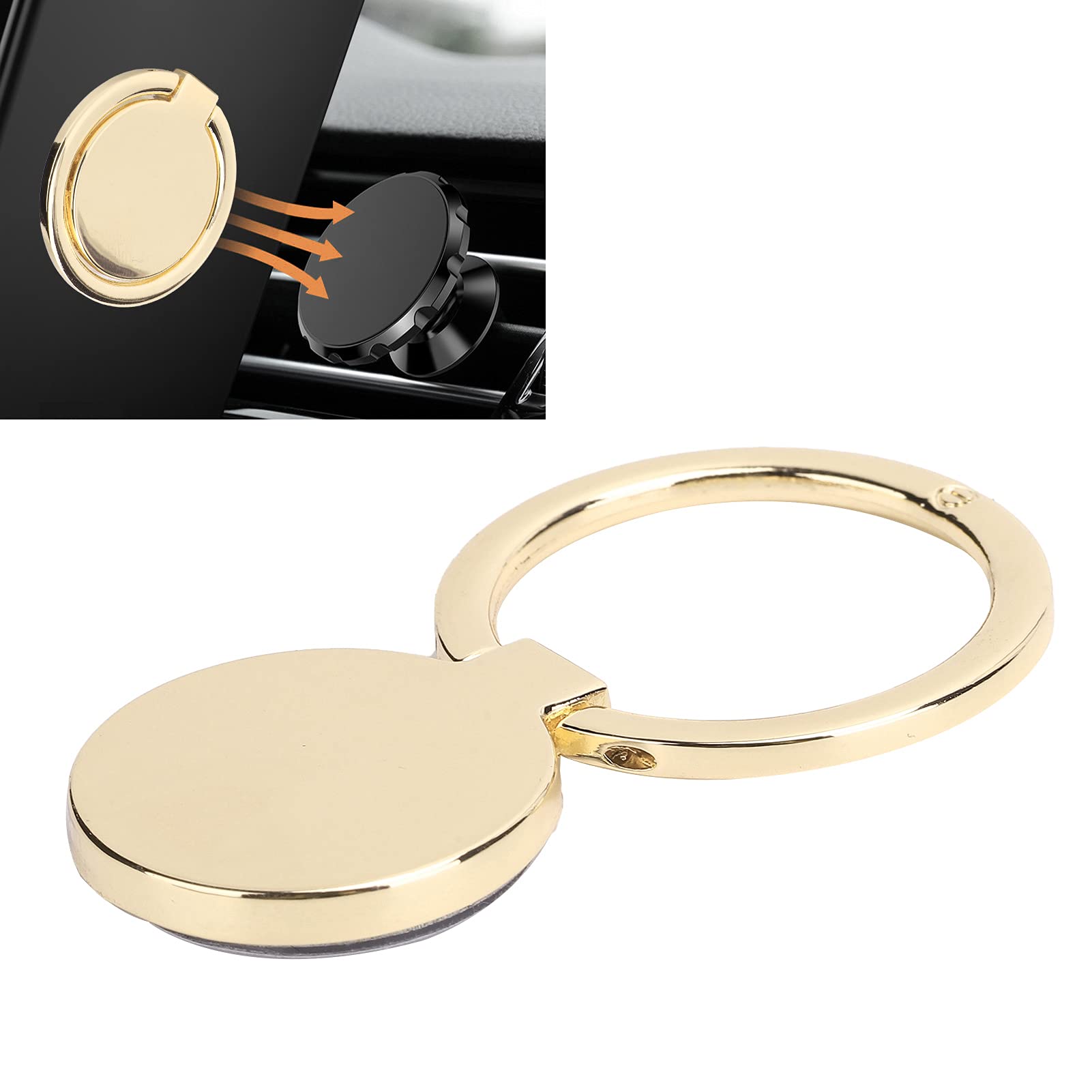 360° Adjustable Magnetic Phone Ring Holder - Gold Metal Finger Grip & Car Mount for iPhone, Samsung & Tablets - Perfect for Driving, Gym & Hands-Free Use