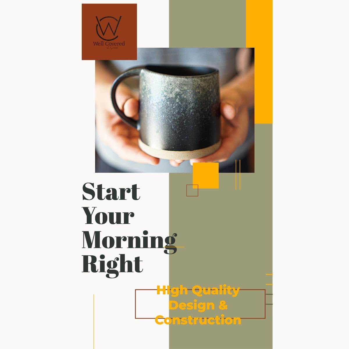 Vintage Japanese Style Ceramic Coffee Mug Set - 2 Pack 12oz Stoneware Cappuccino & Matcha Cups - White Glazed Tea & Coffee Mugs for Home, Office, Gift Giving - Eco-Friendly Durable Dishwasher Safe