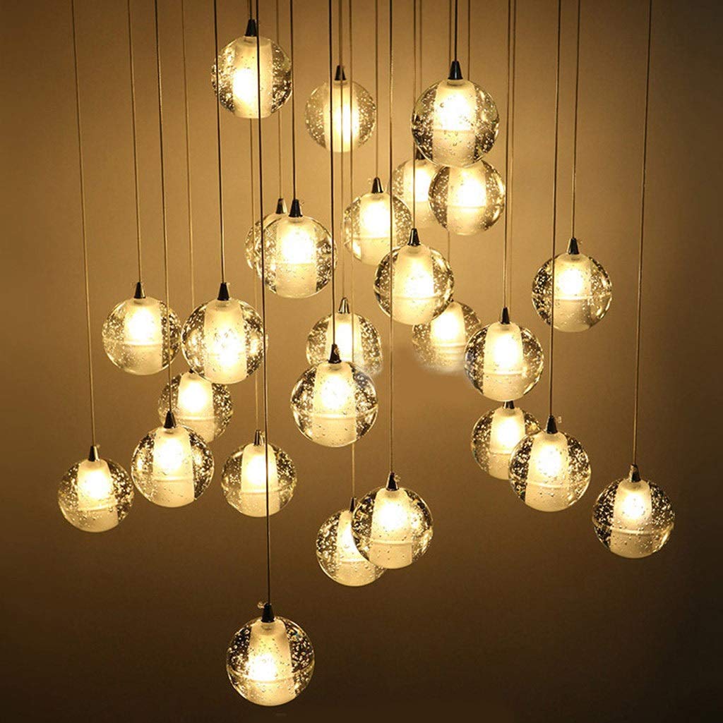 GAOXIN Round Crystal Ball Meteor Shower Chandelier - Luxury LED G4 Ceiling Light with 3 Heads for Restaurant, Hotel, Wedding & Home Decoration | Elegant Lighting Fixture for Dining Room, Lobby & Event Venues