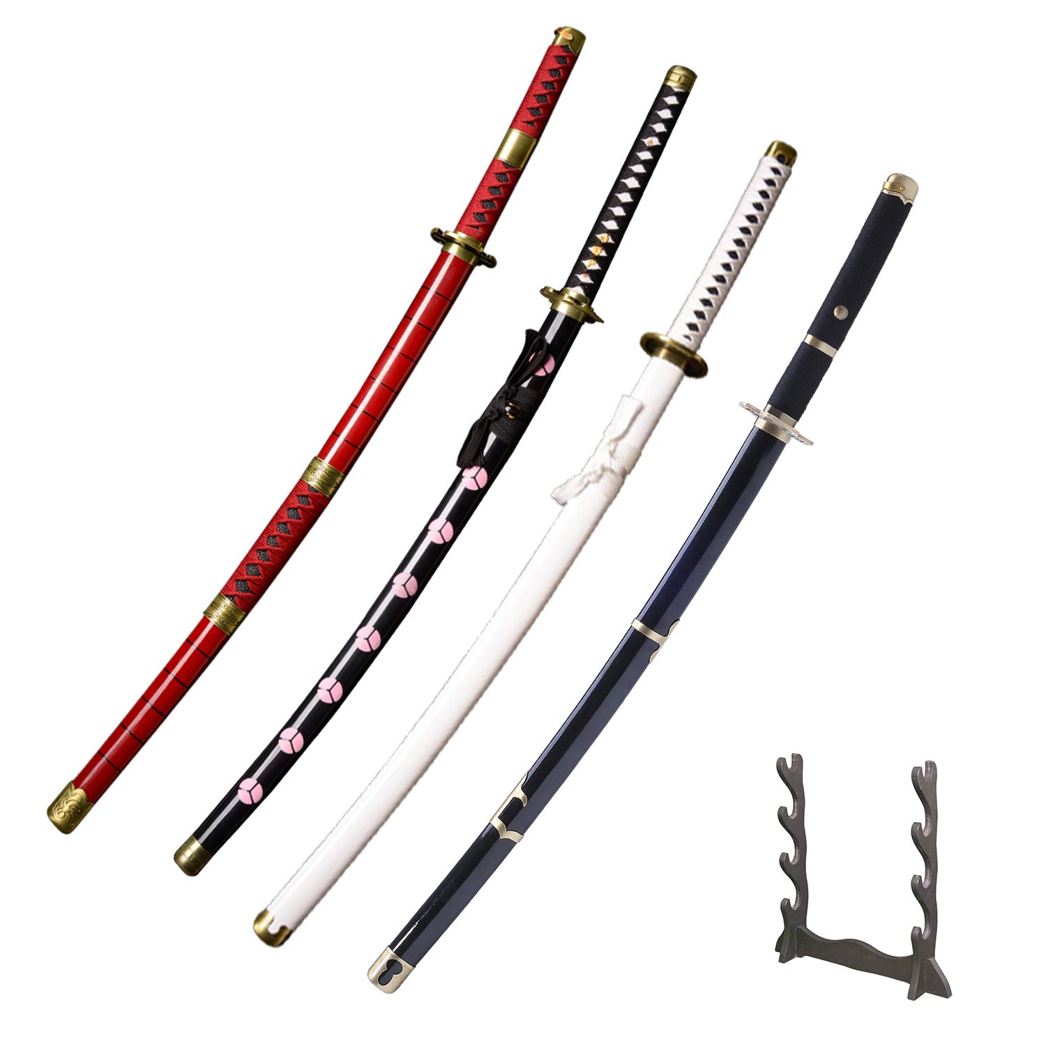 Wooden Katana Sword - Roronoa Zoro Replica - 39 Inch Anime Cosplay Weapon - One Piece Wado Ichimonji/Shusui/Kitetsu Style - Perfect for Cosplay, Halloween, and Anime Themed Parties