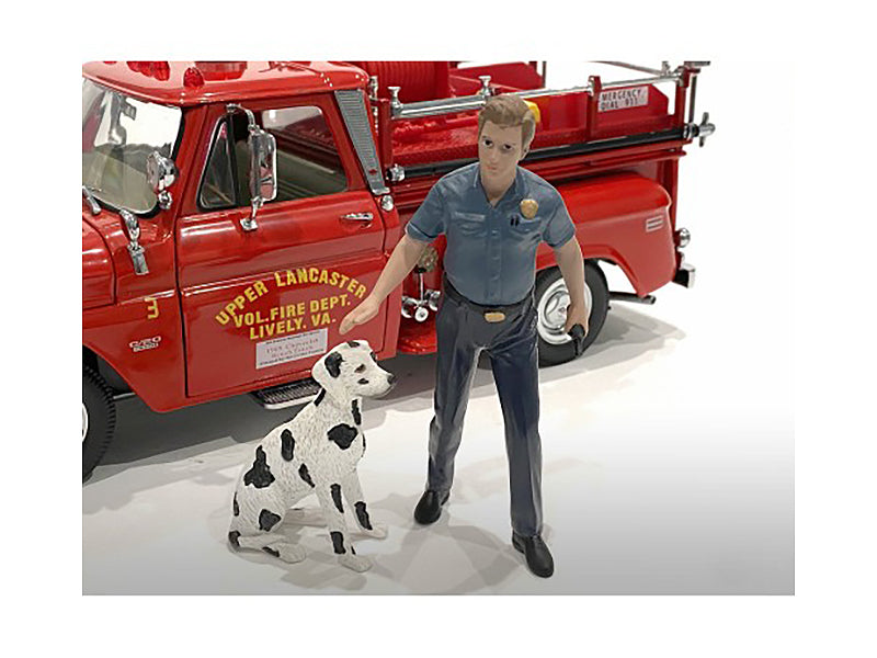 American Diorama 1/18 Scale Firefighters Training Figures Set - Realistic Fire Dog & Trainer Model for Military Diorama, Scene Building & Collectors - Perfect for Action Figure Displays & Firefighter Training Simulations